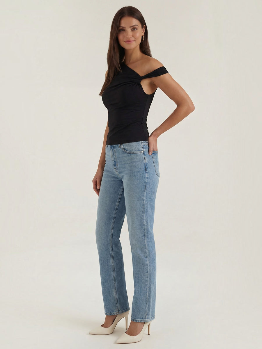 Celia Damen Top | Asymmetrischer One-Shoulder Schnitt mit Twist-Detail, 100% Polyester - 9