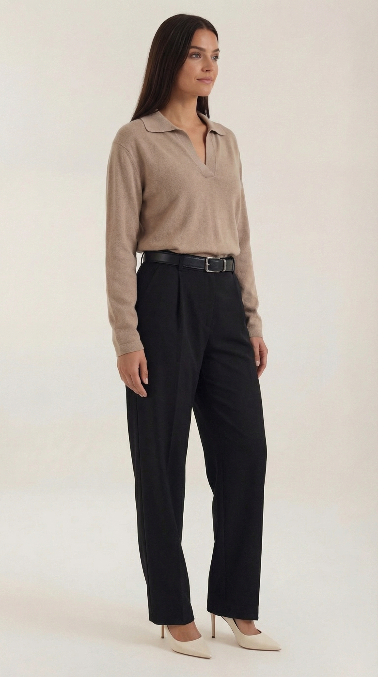 Margaret Freizeit-Polo-Pullover mit V-Ausschnitt