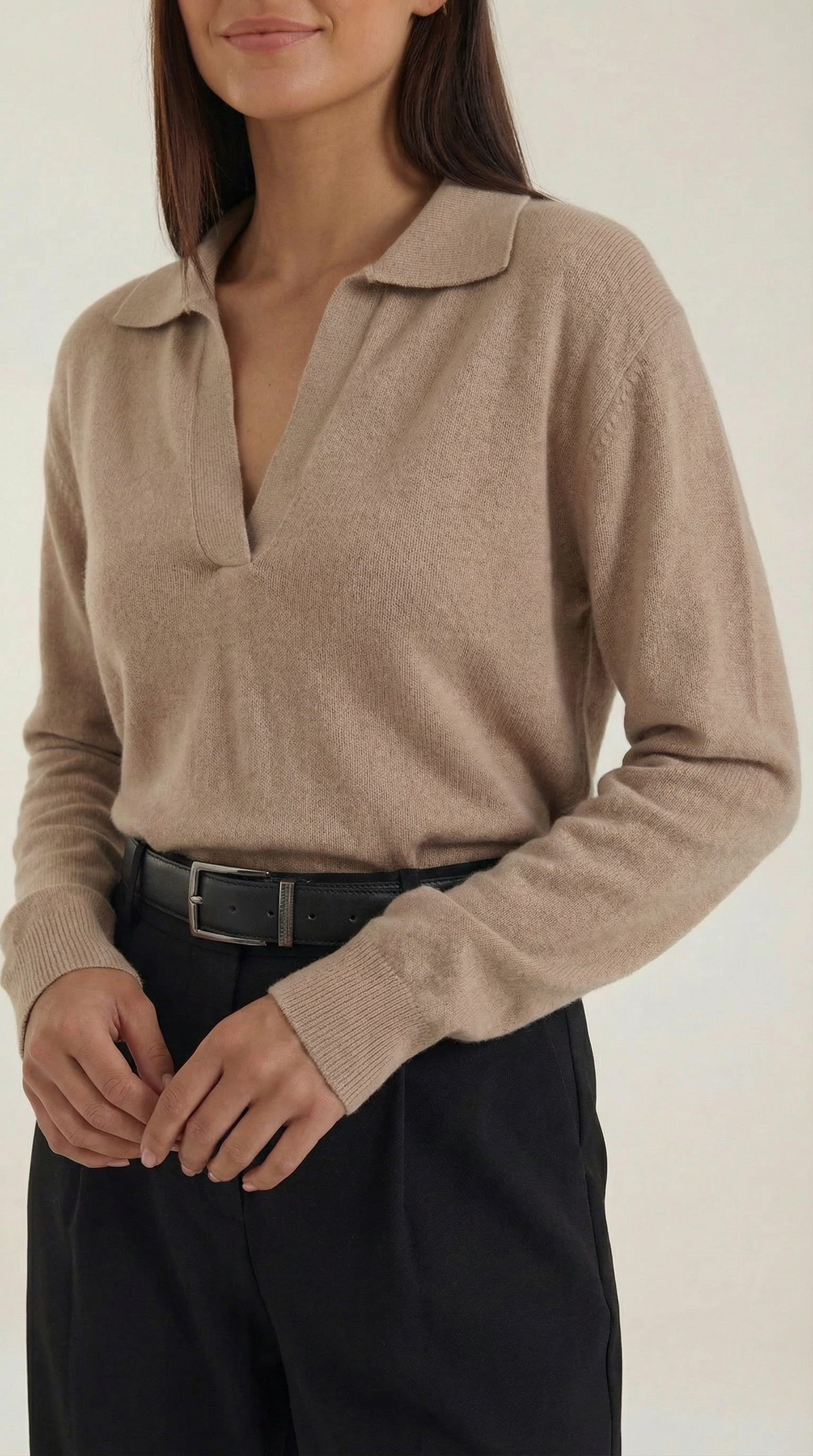 Margaret Freizeit-Polo-Pullover mit V-Ausschnitt