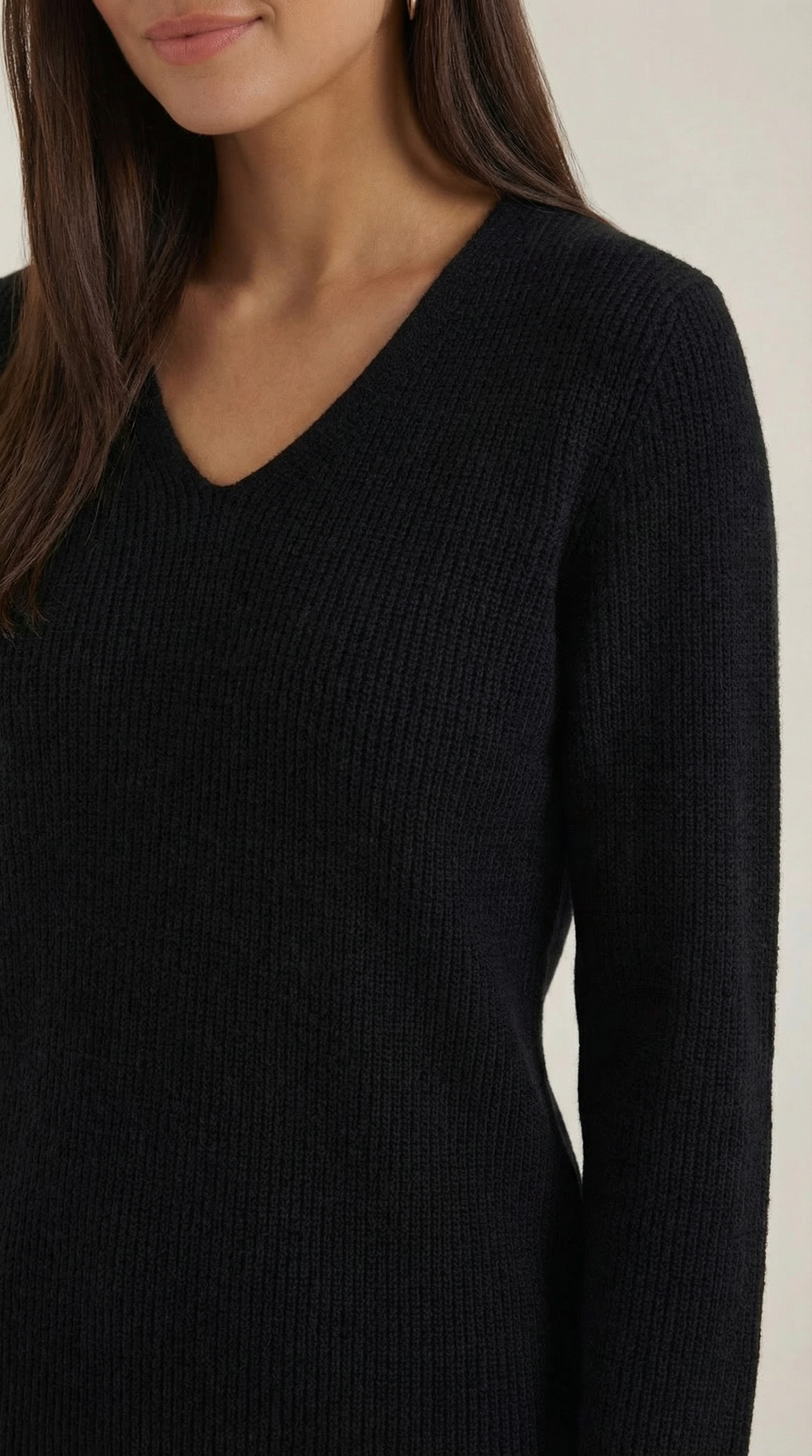Michelle gerippter Pullover mit V-Ausschnitt