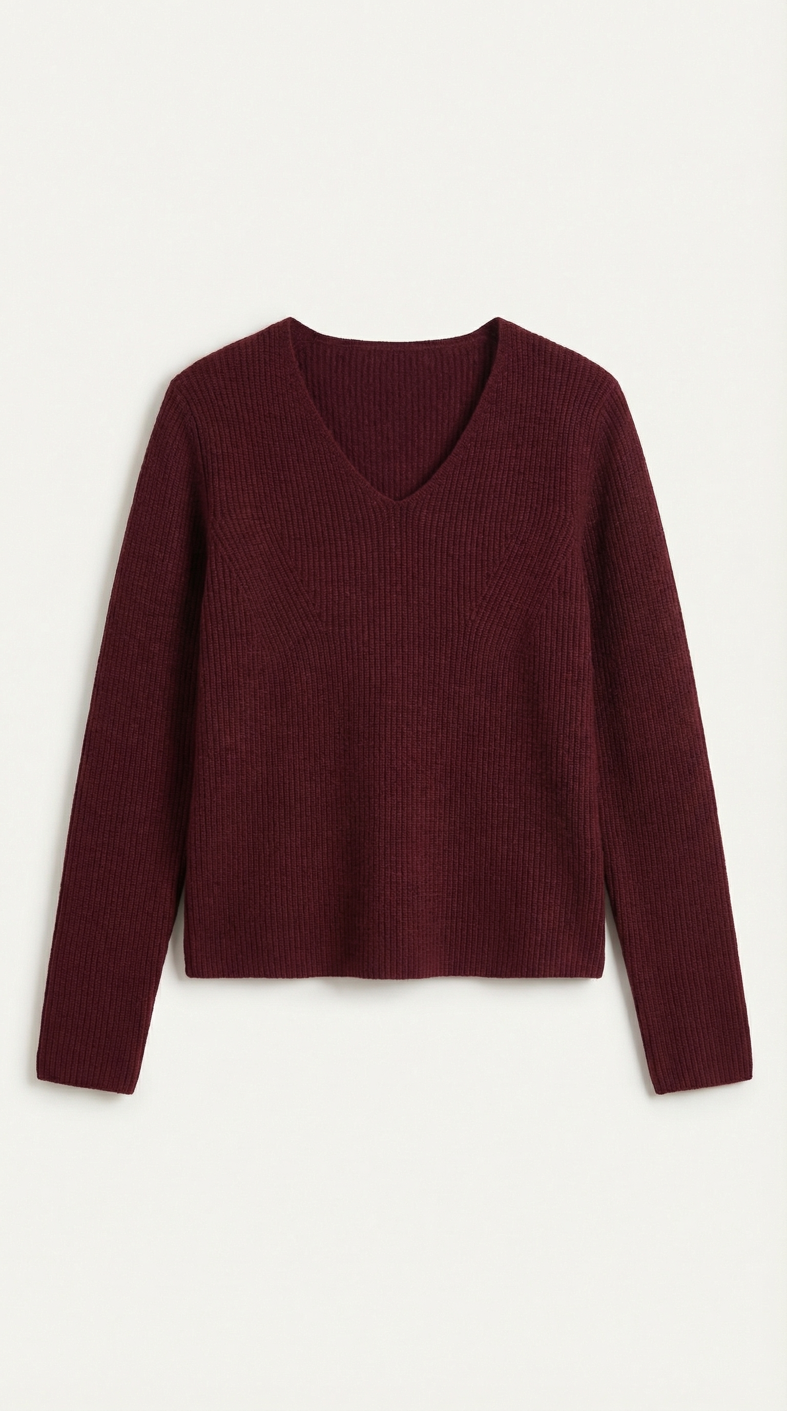 Michelle gerippter Pullover mit V-Ausschnitt