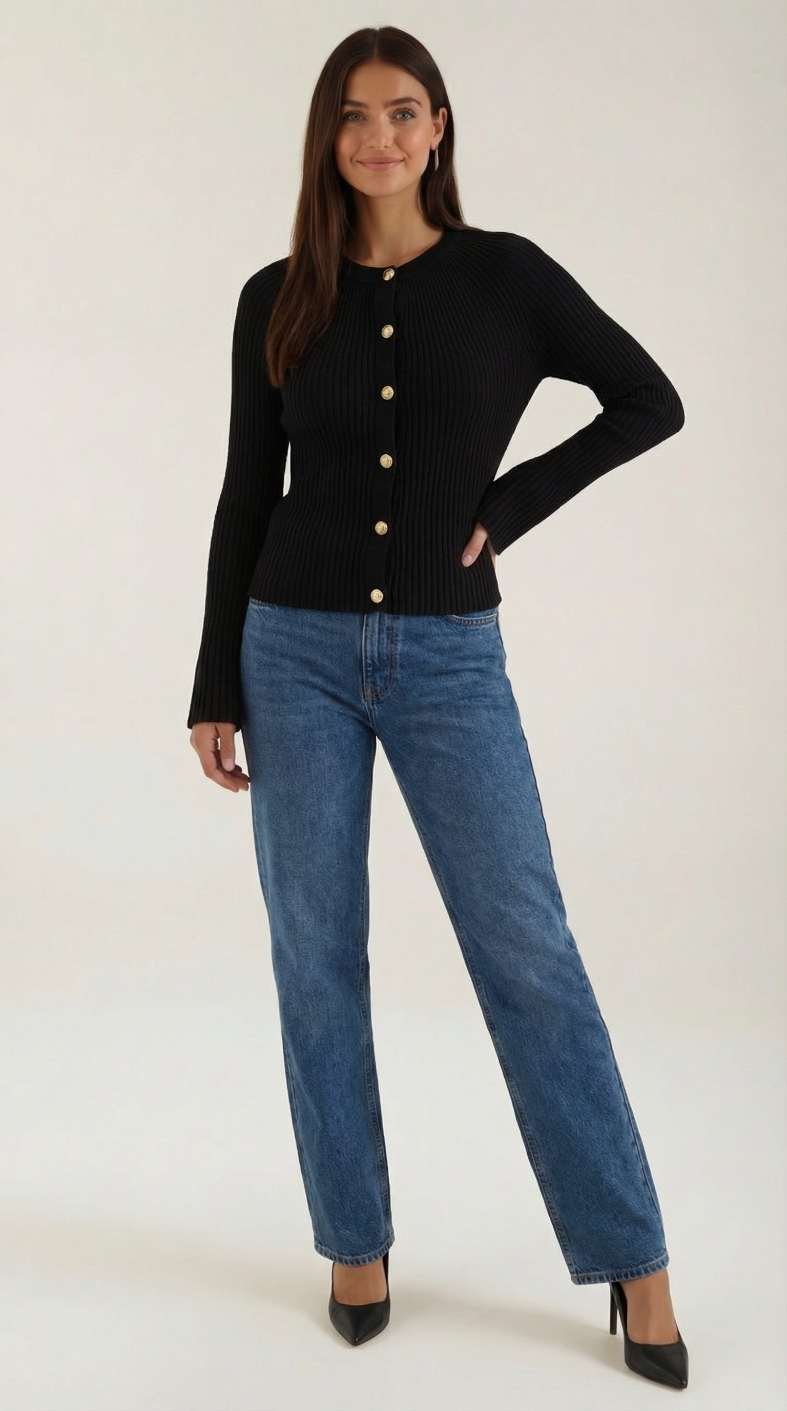 Betty Knopfleiste Strickoberteil