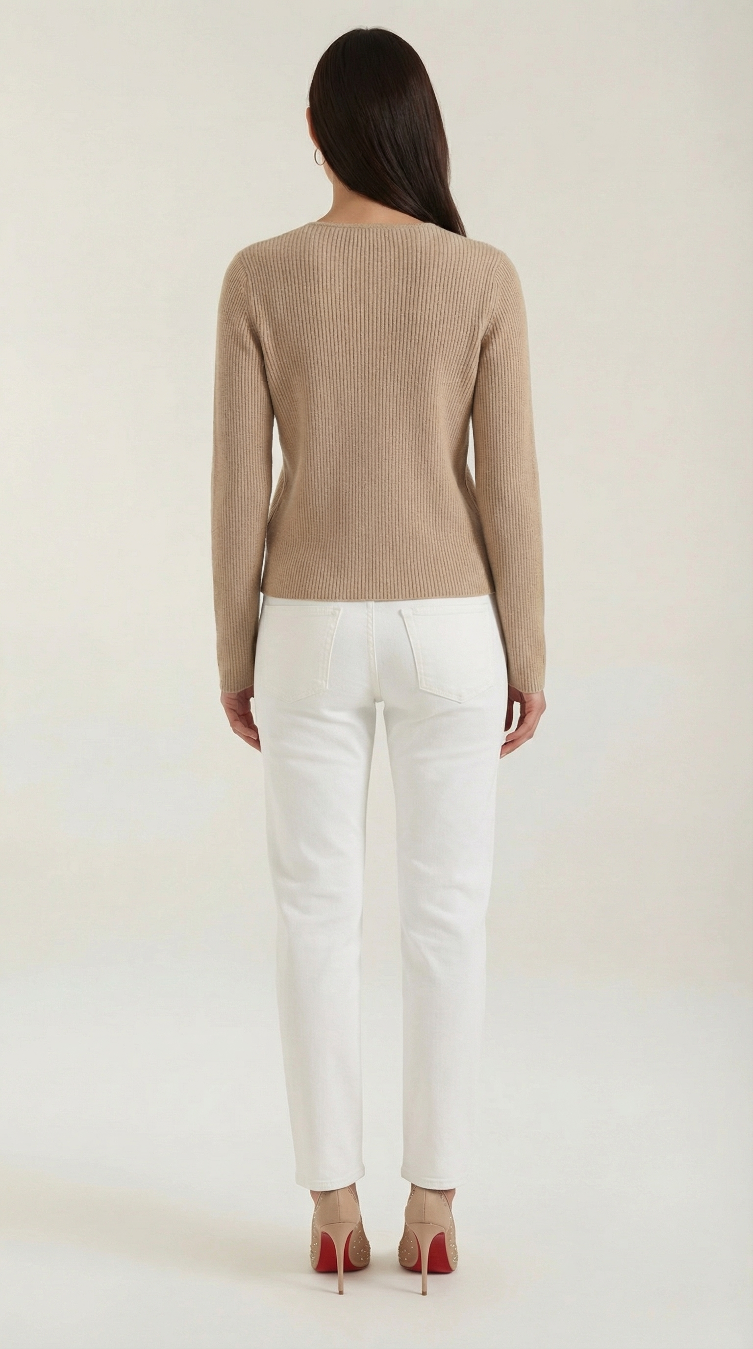 Michelle gerippter Pullover mit V-Ausschnitt