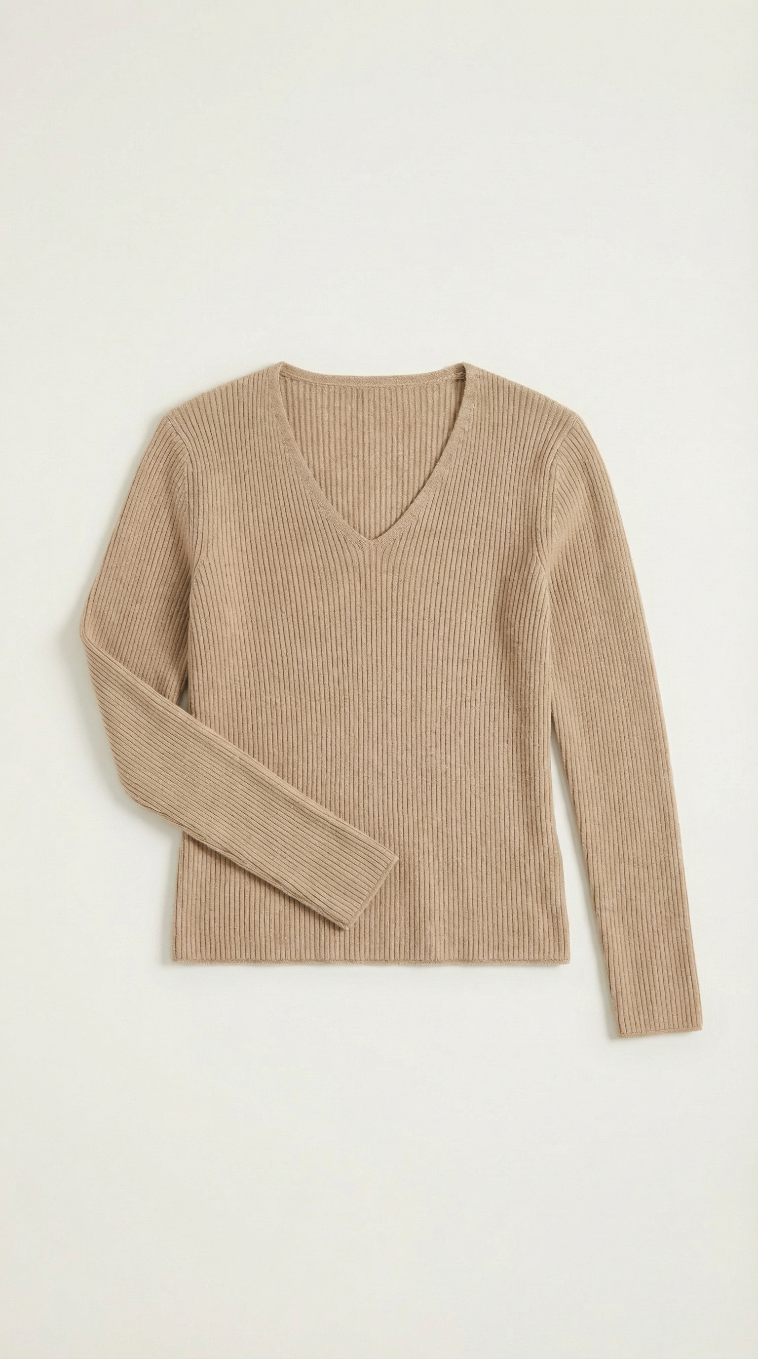 Michelle gerippter Pullover mit V-Ausschnitt