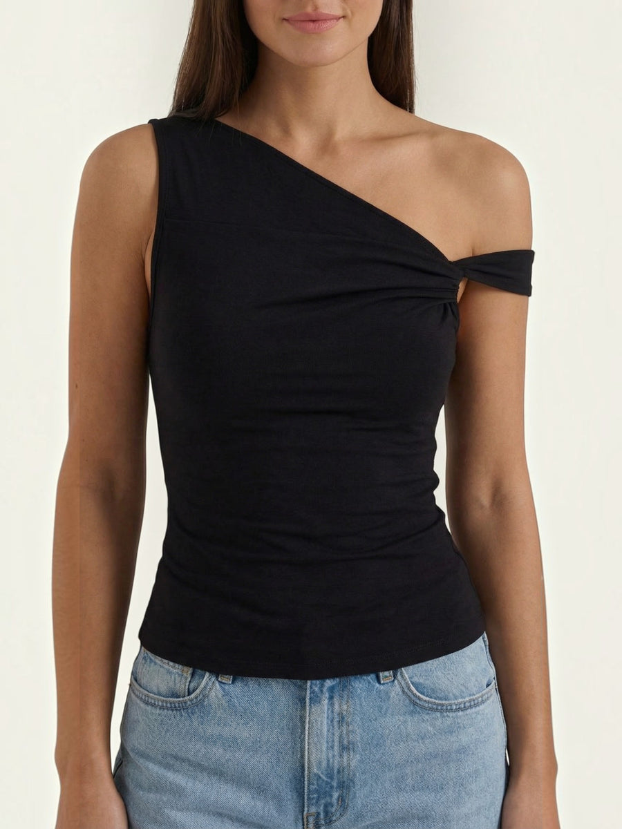 Celia Damen Top | Asymmetrischer One-Shoulder Schnitt mit Twist-Detail, 100% Polyester - 10