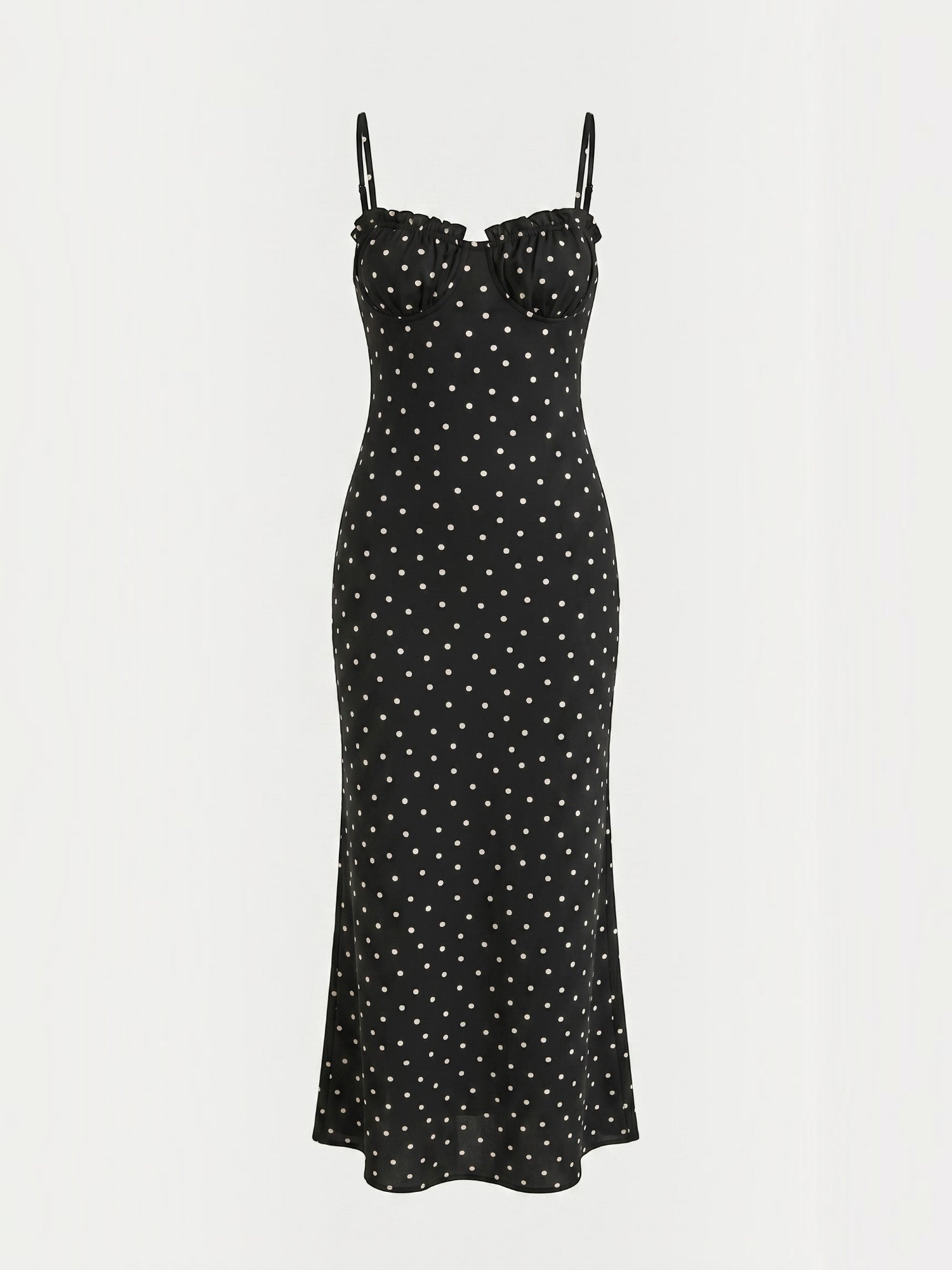 Ernestine Maxikleid mit Punktemuster und Spaghettiträgern