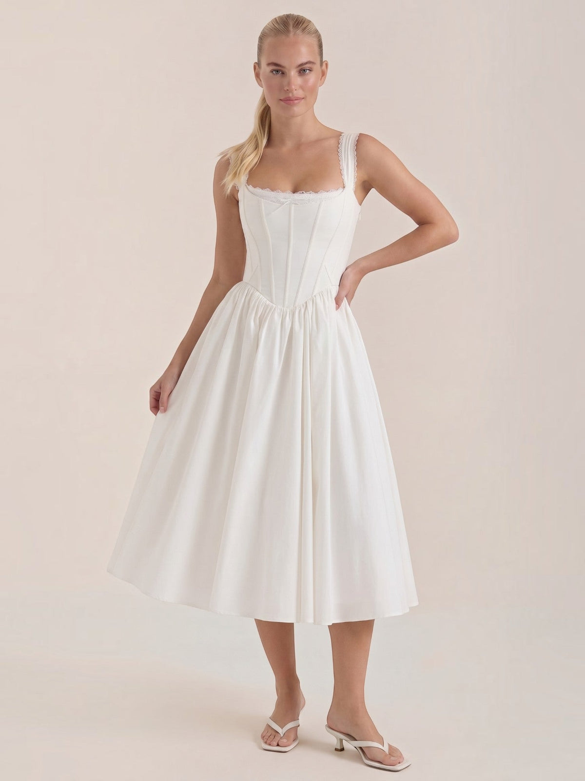 Kenya Midikleid mit Korsettoberteil und Spitzendetail
