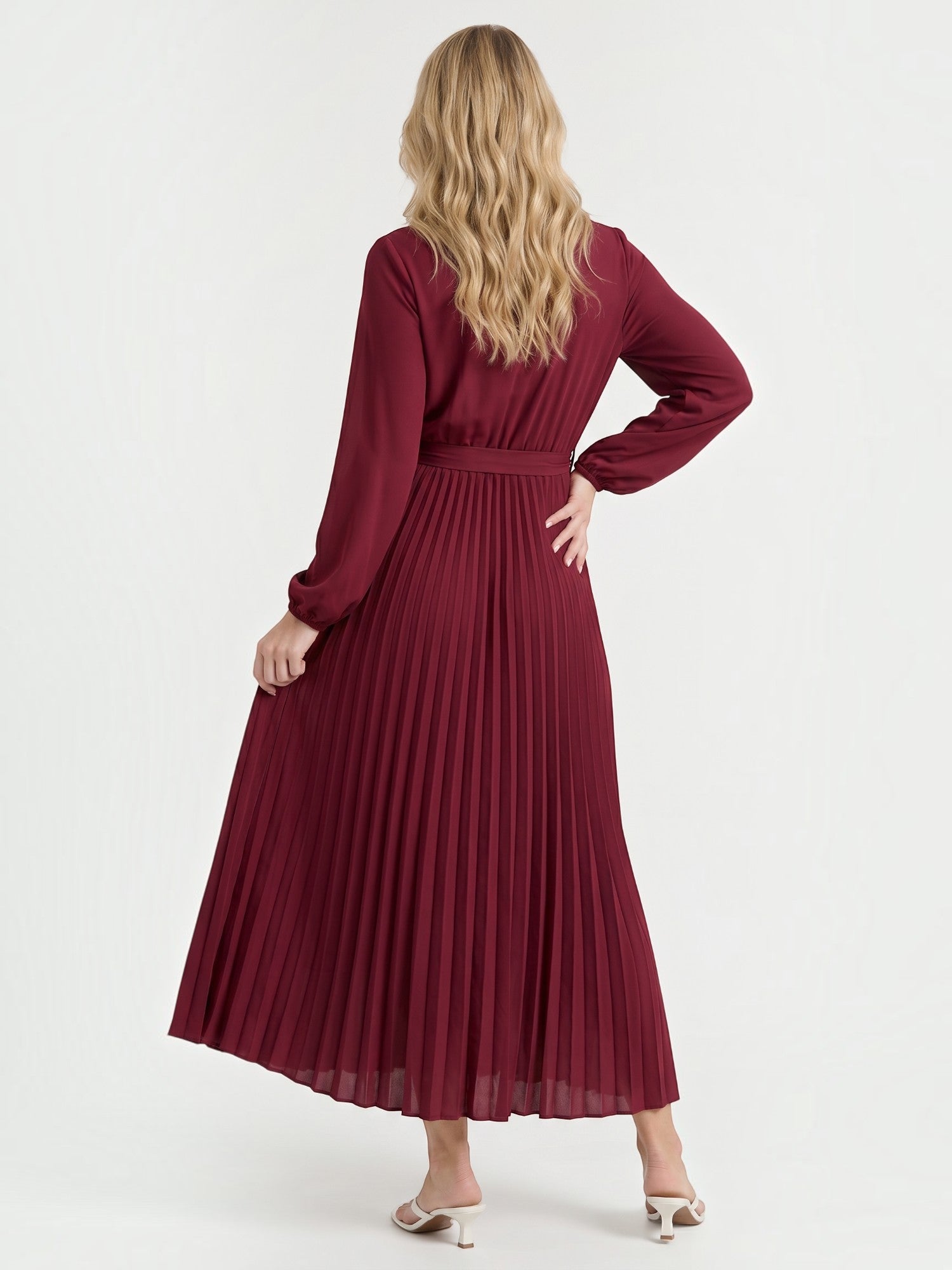 Misty Midi-Plisseekleid mit Bindegürtel