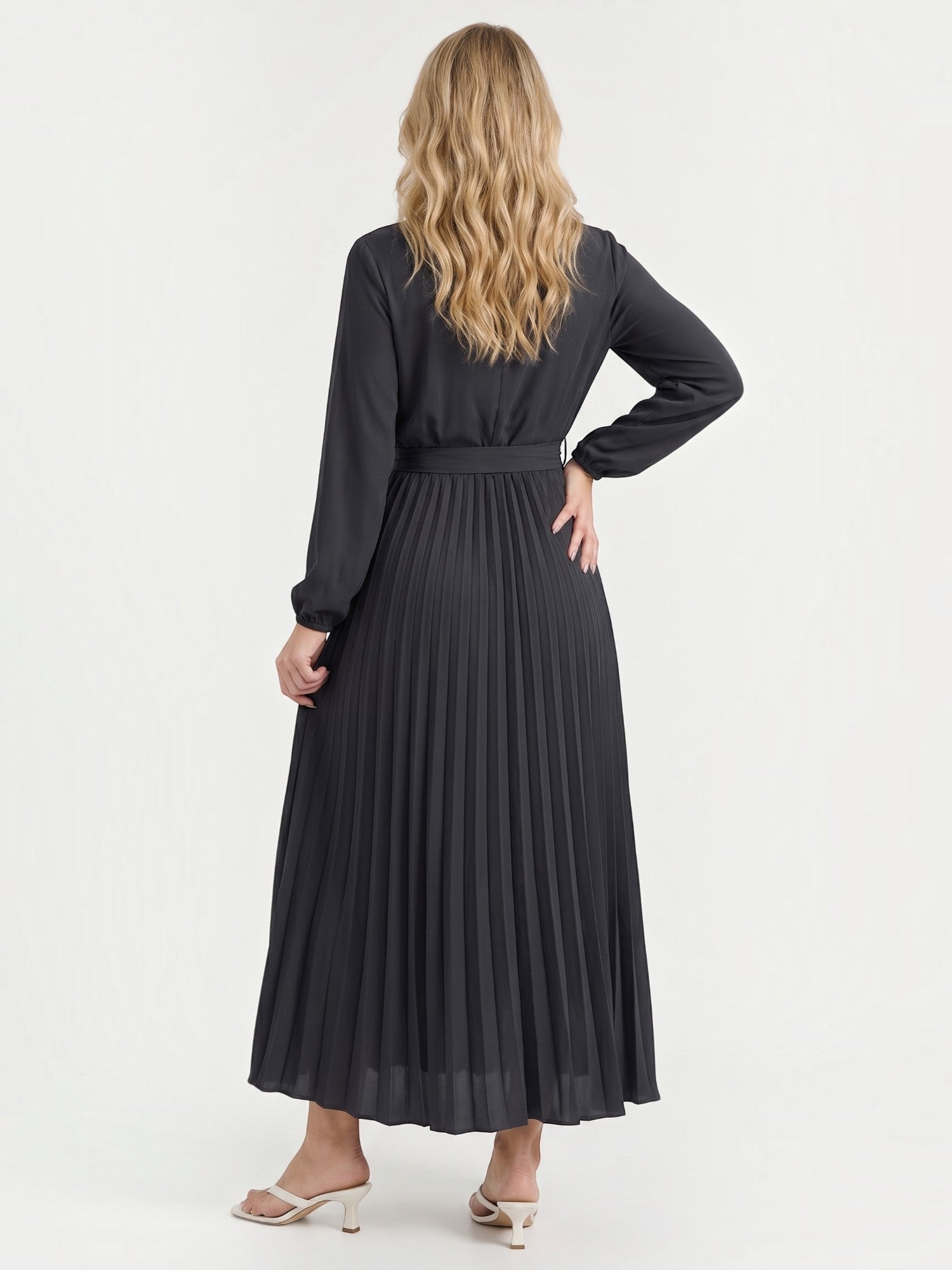 Misty Midi-Plisseekleid mit Bindegürtel