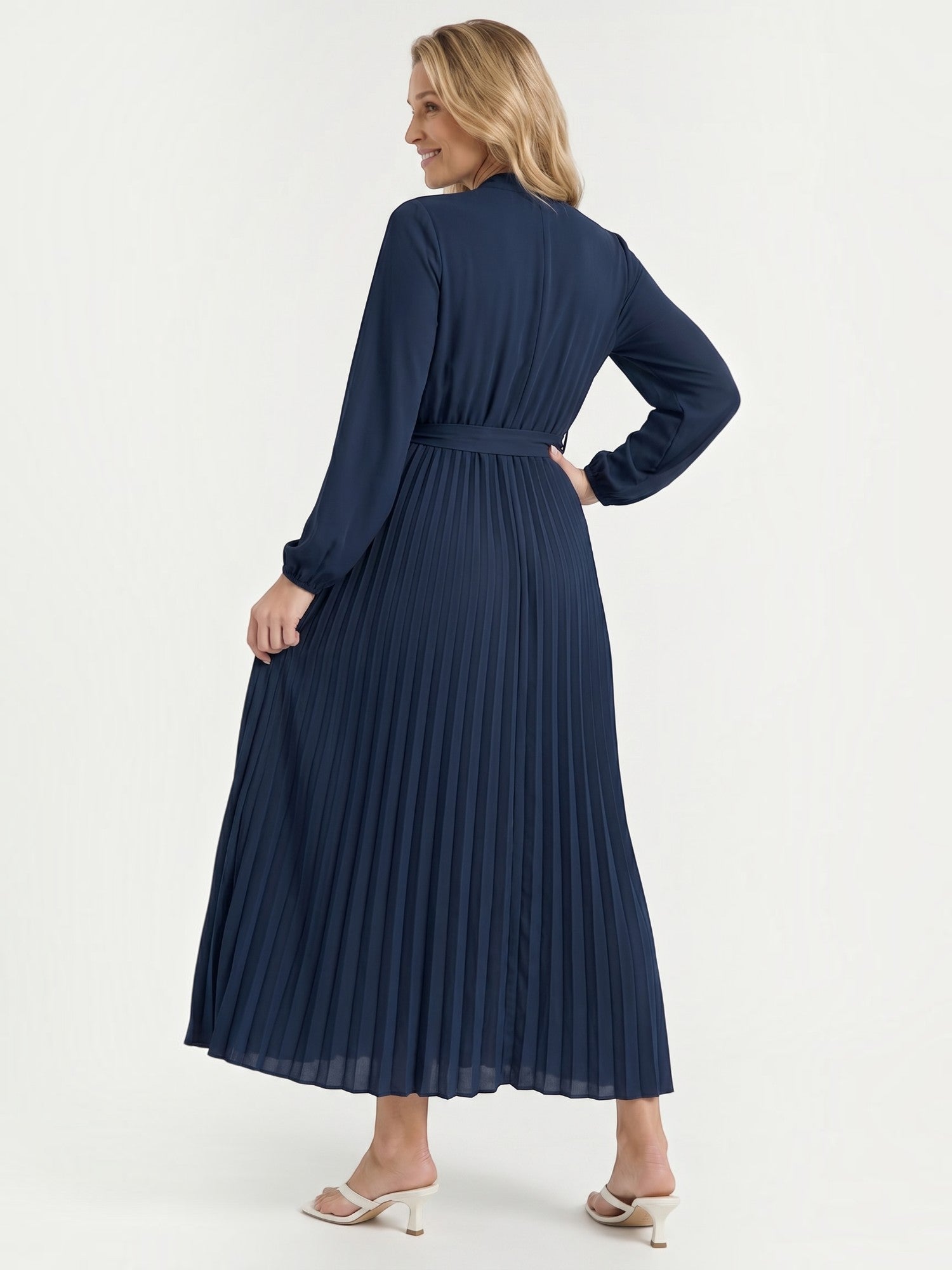Misty Midi-Plisseekleid mit Bindegürtel