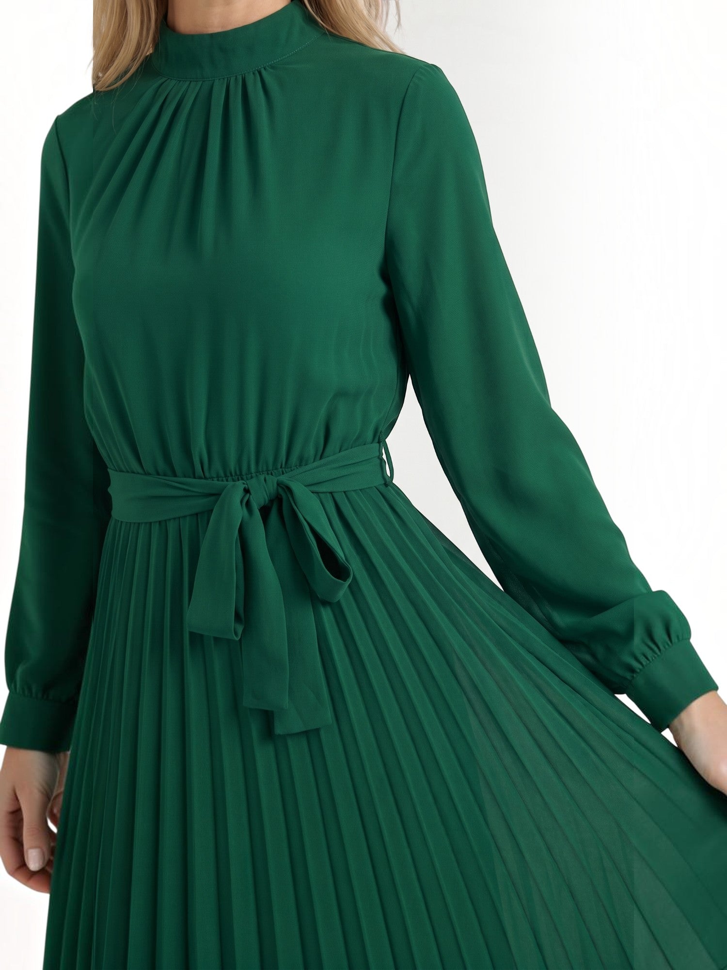 Misty Midi-Plisseekleid mit Bindegürtel