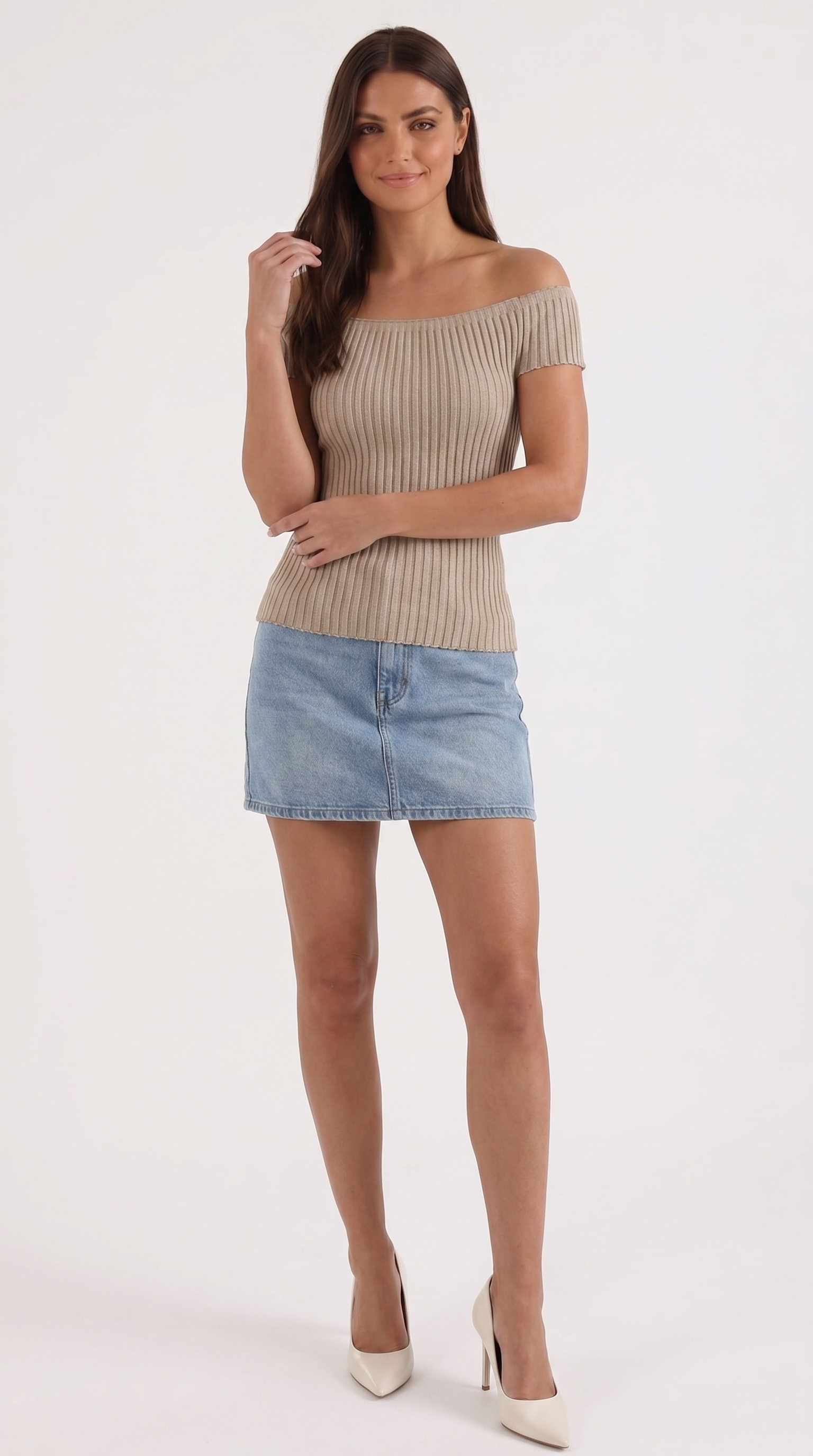Isabel geripptes Crop Top