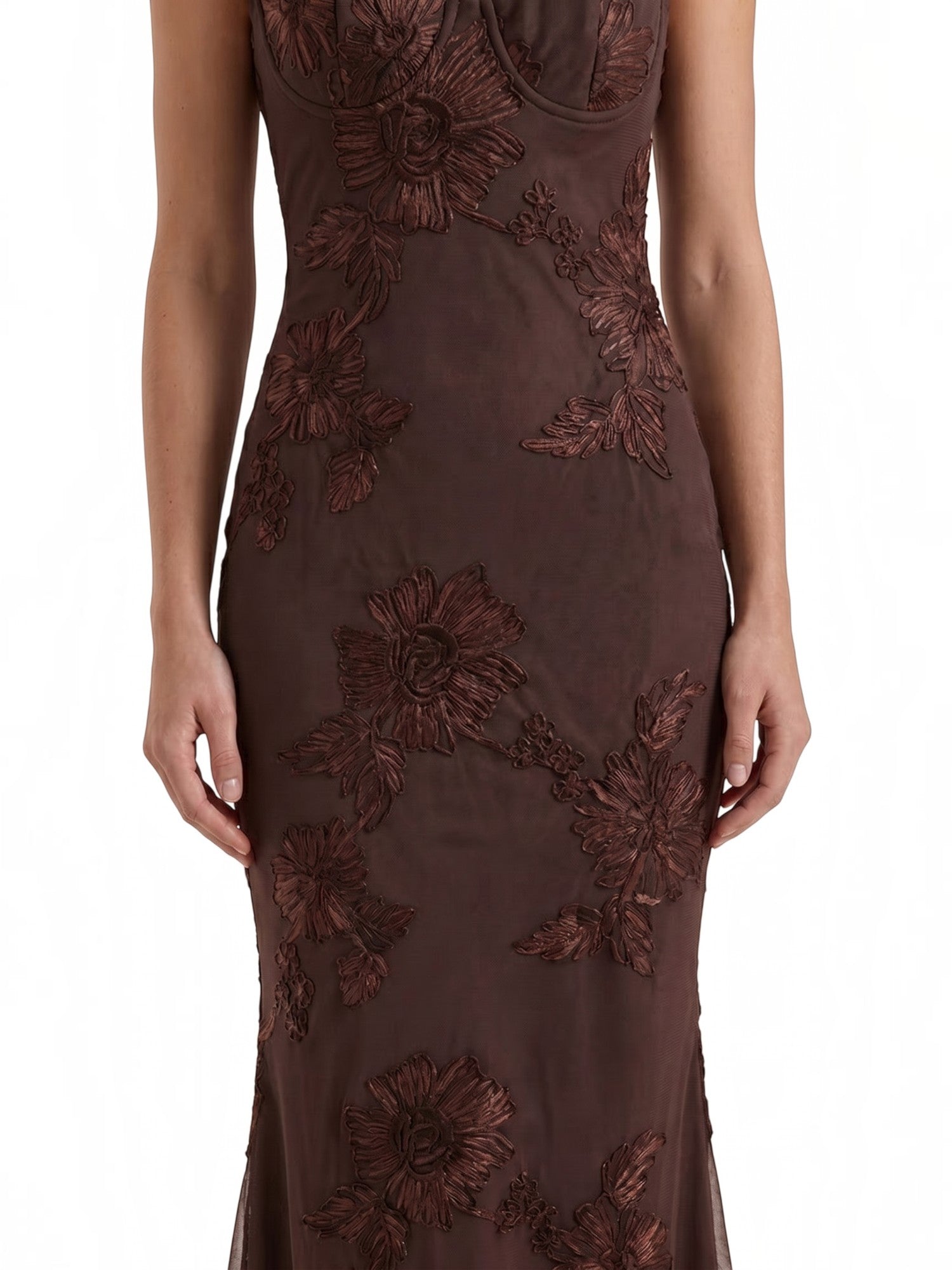 Chantal Korsett Maxi-Abendkleid mit Blumenmuster