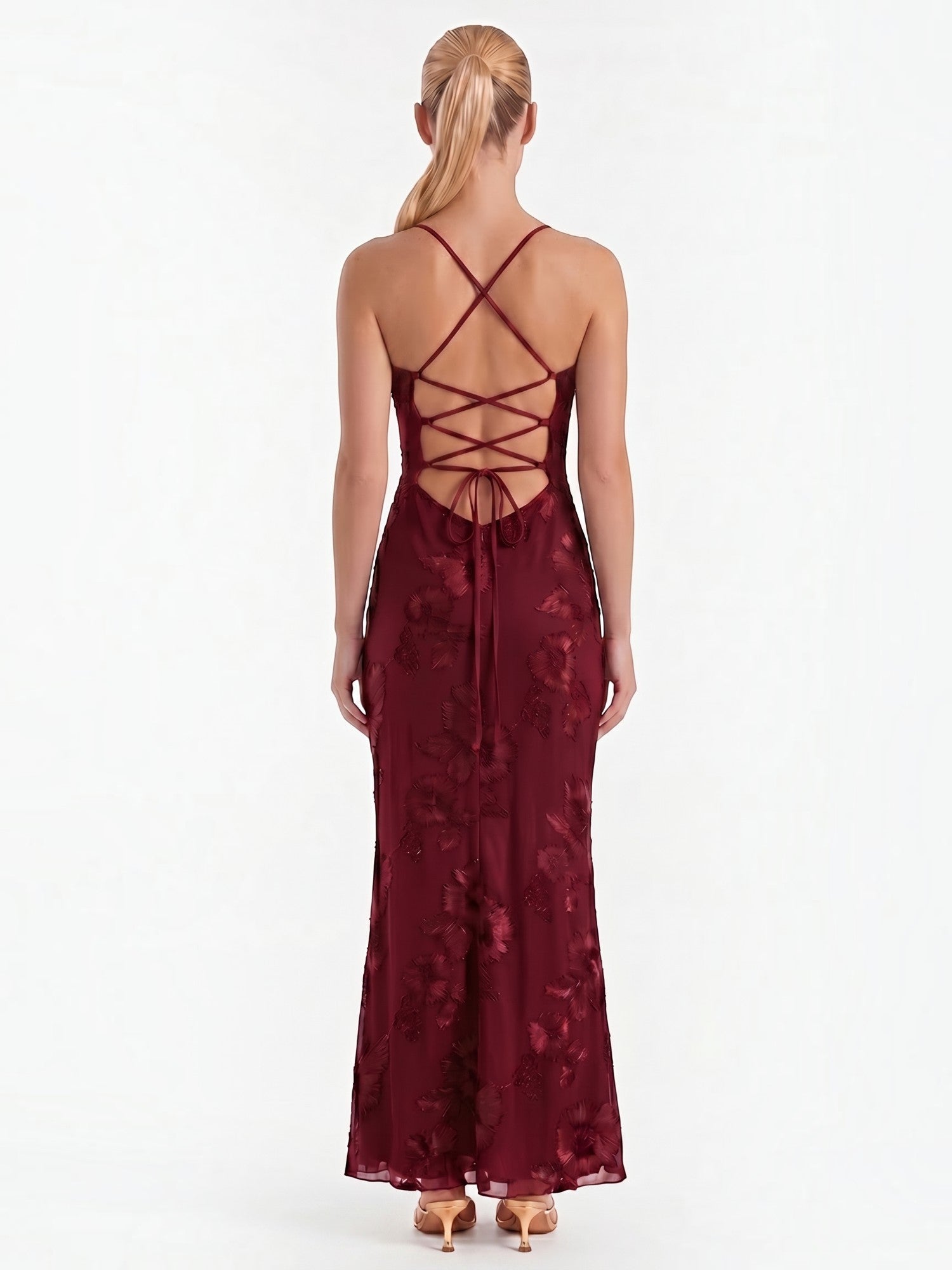 Chantal Korsett Maxi-Abendkleid mit Blumenmuster