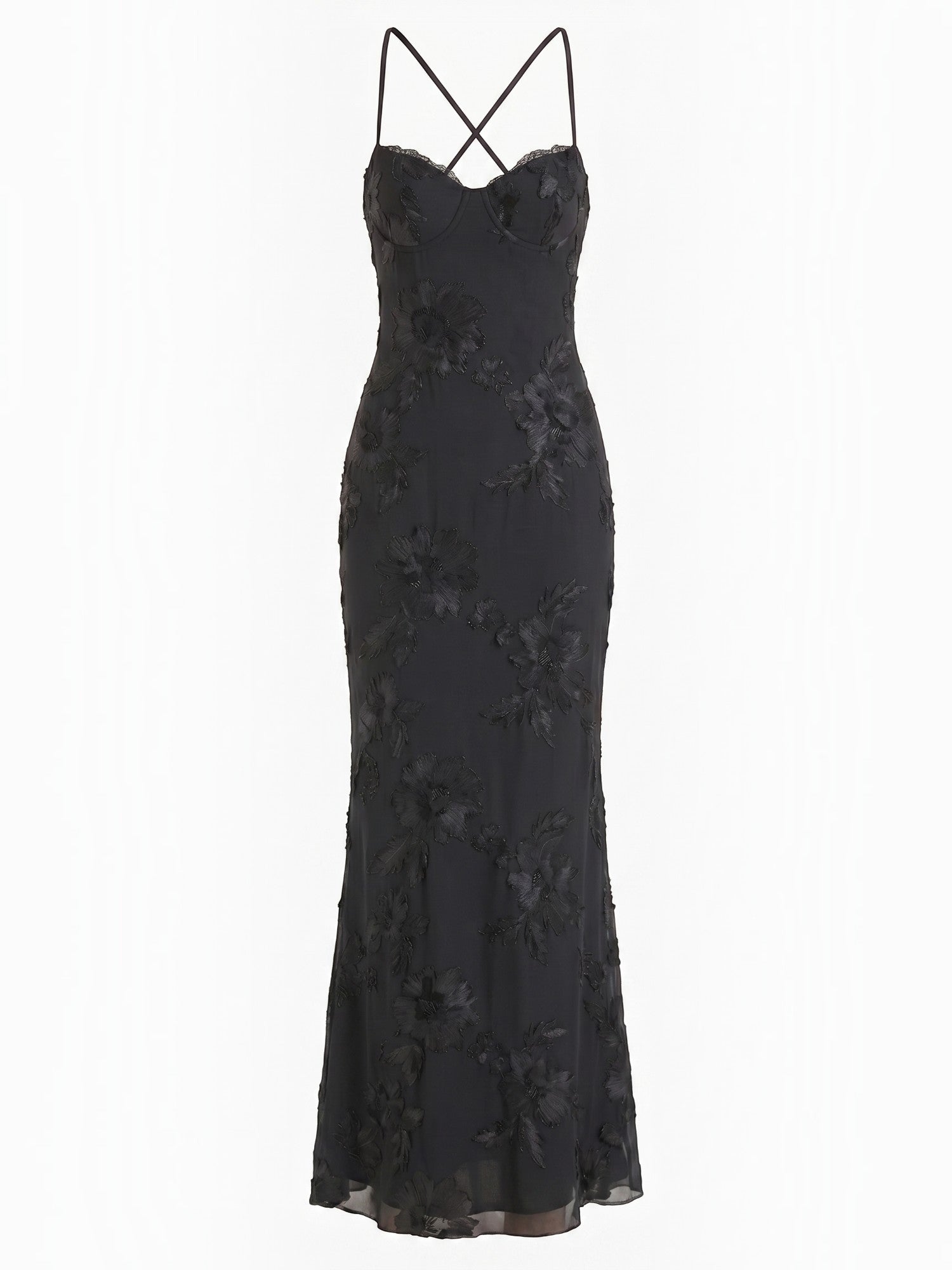 Chantal Korsett Maxi-Abendkleid mit Blumenmuster