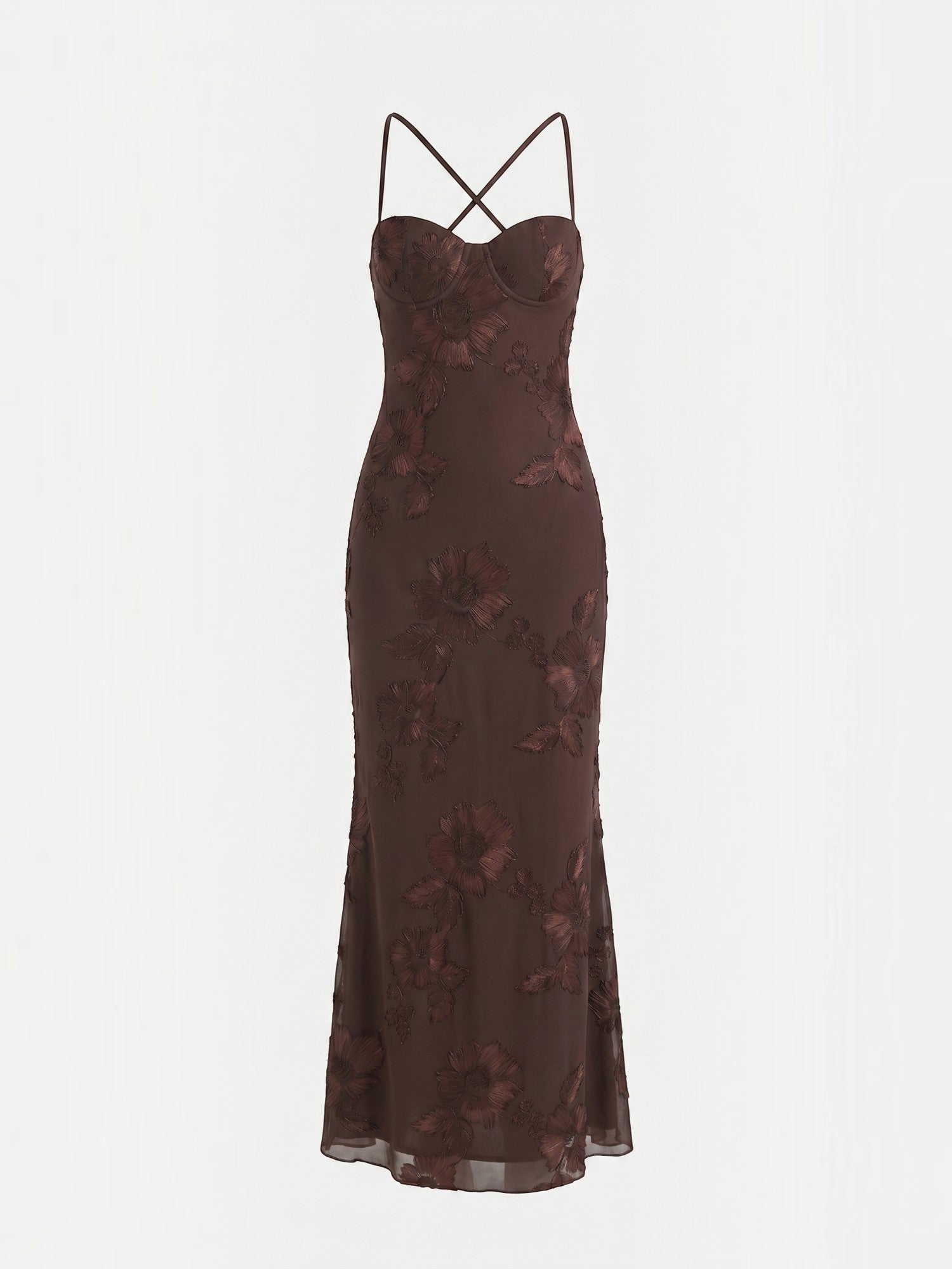 Chantal Korsett Maxi-Abendkleid mit Blumenmuster