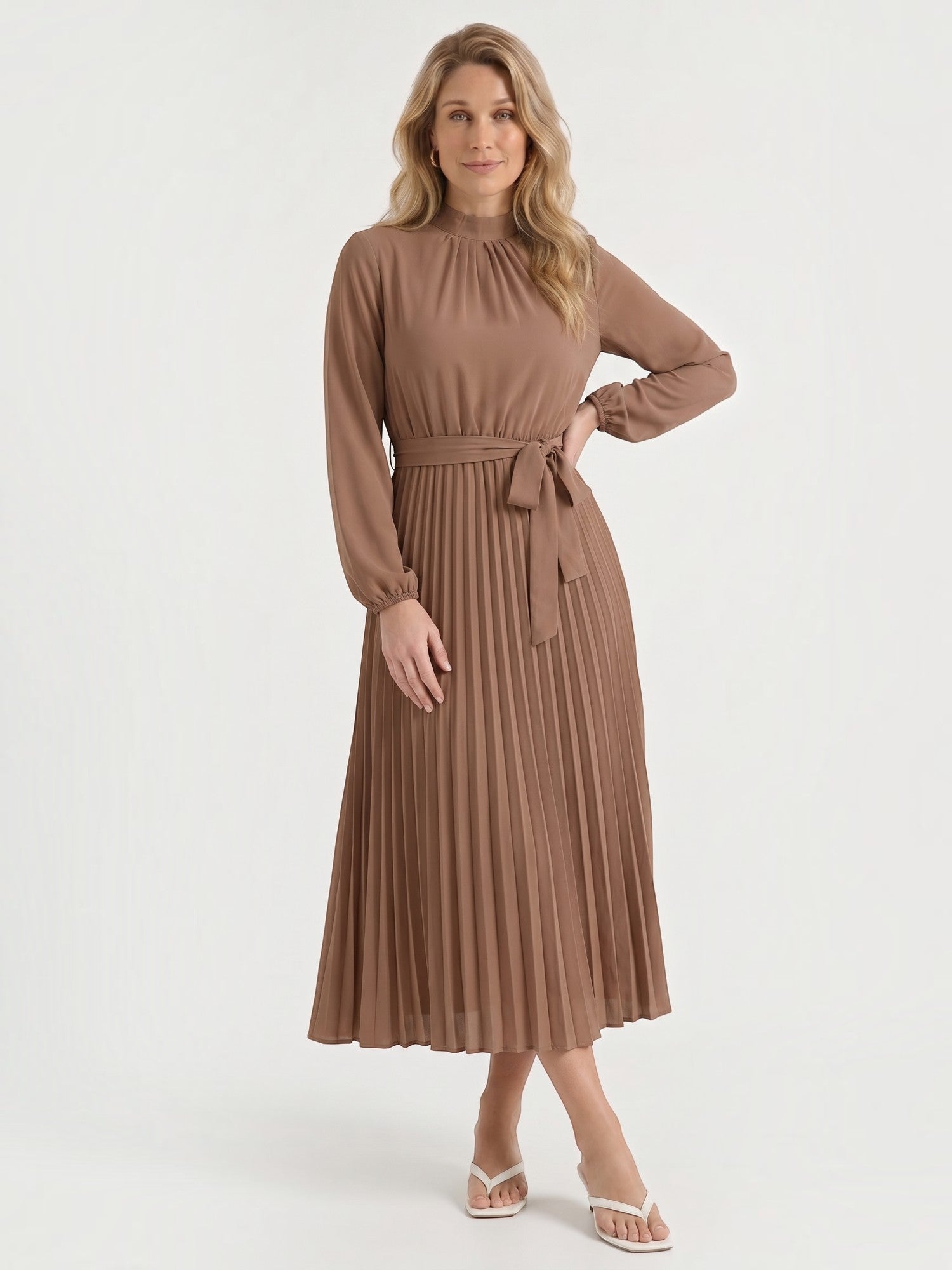 Misty Midi-Plisseekleid mit Bindegürtel