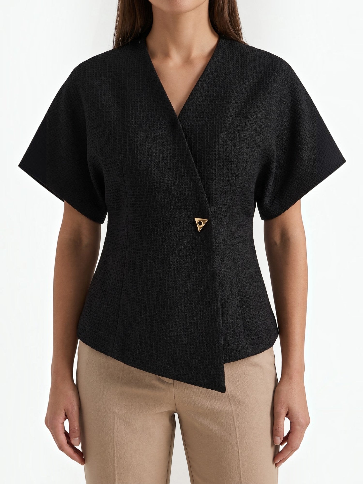 Amy Blazer Top mit asymmetrischer Wickeloptik
