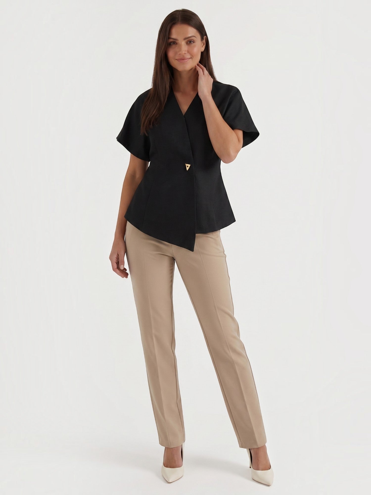 Amy Blazer Top mit asymmetrischer Wickeloptik