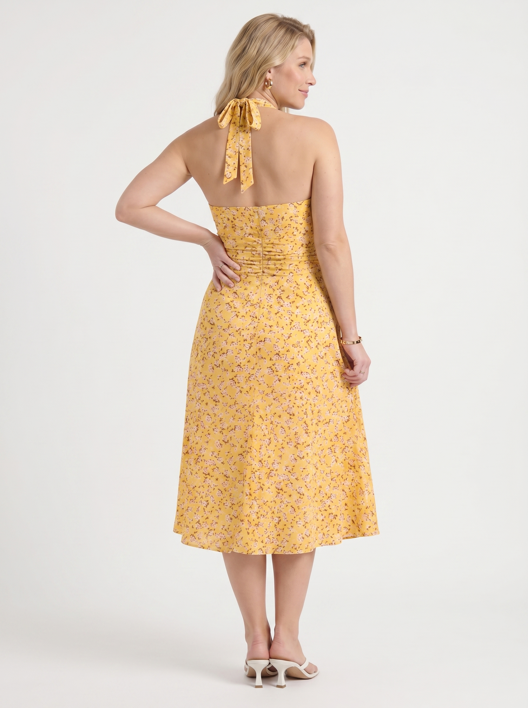 Astrid Midikleid mit Neckholder und Wickeloptik