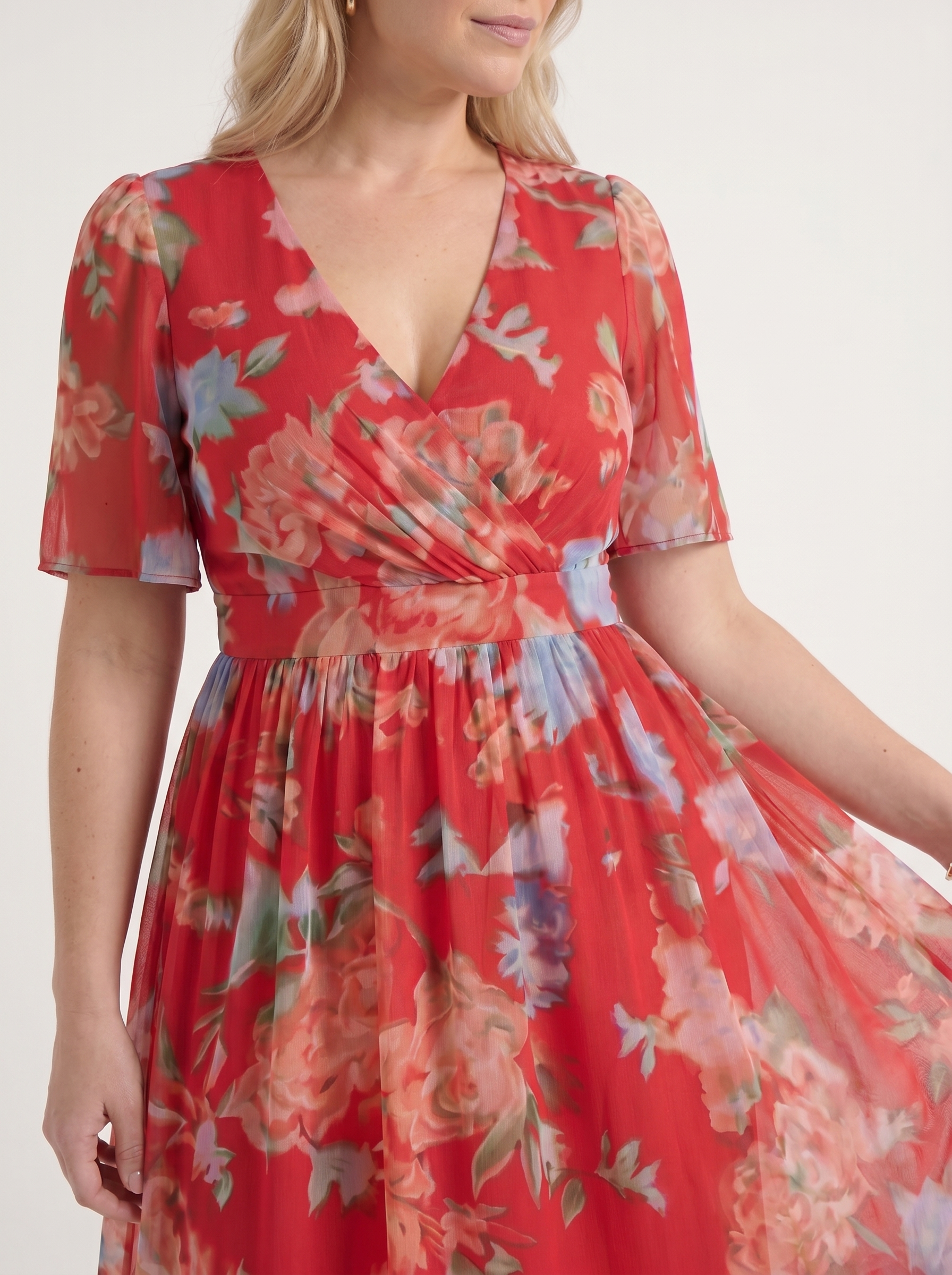Sharnie Midikleid mit Blumenprint und Wickeloptik