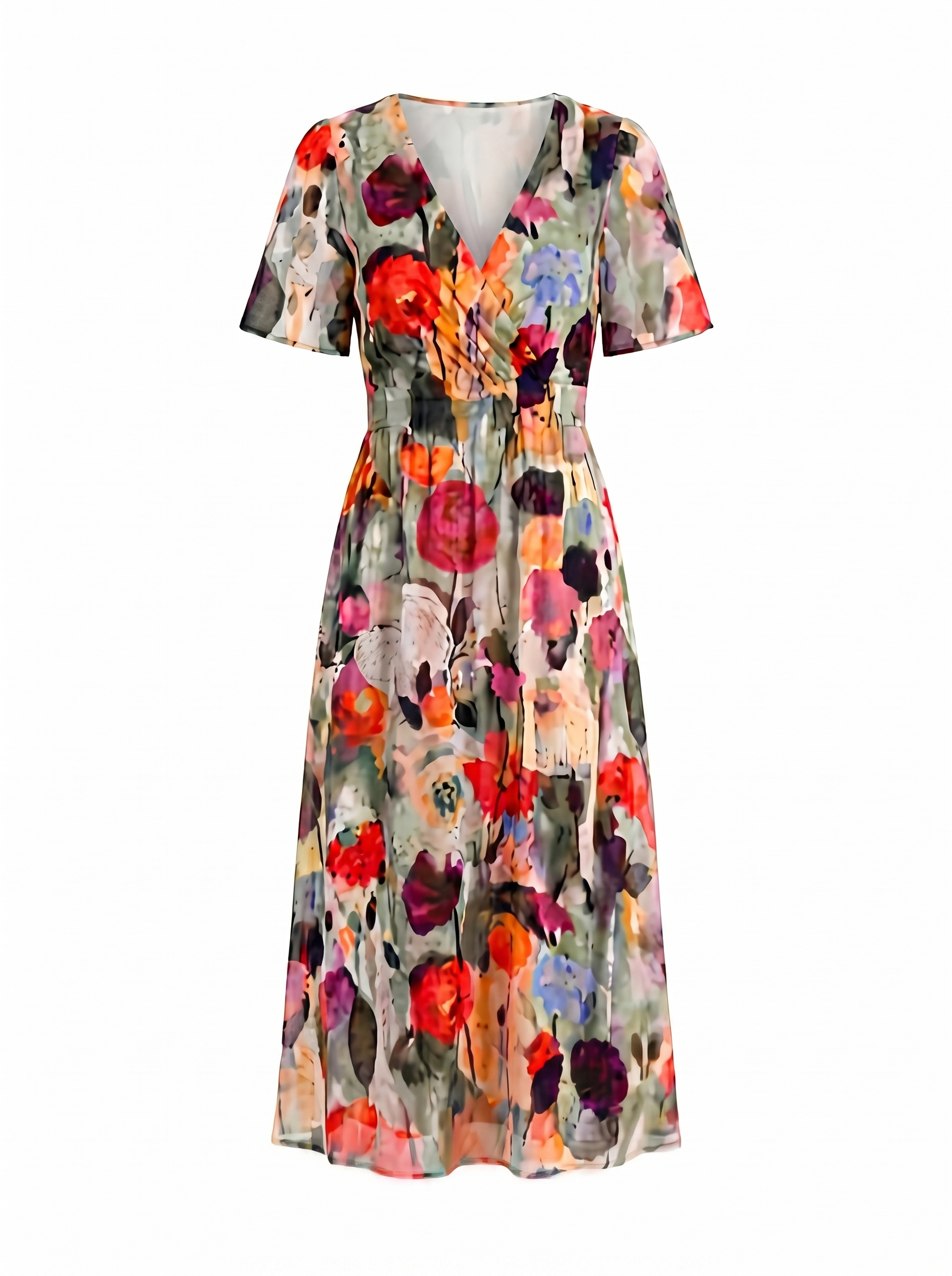 Sharnie Midikleid mit Blumenprint und Wickeloptik