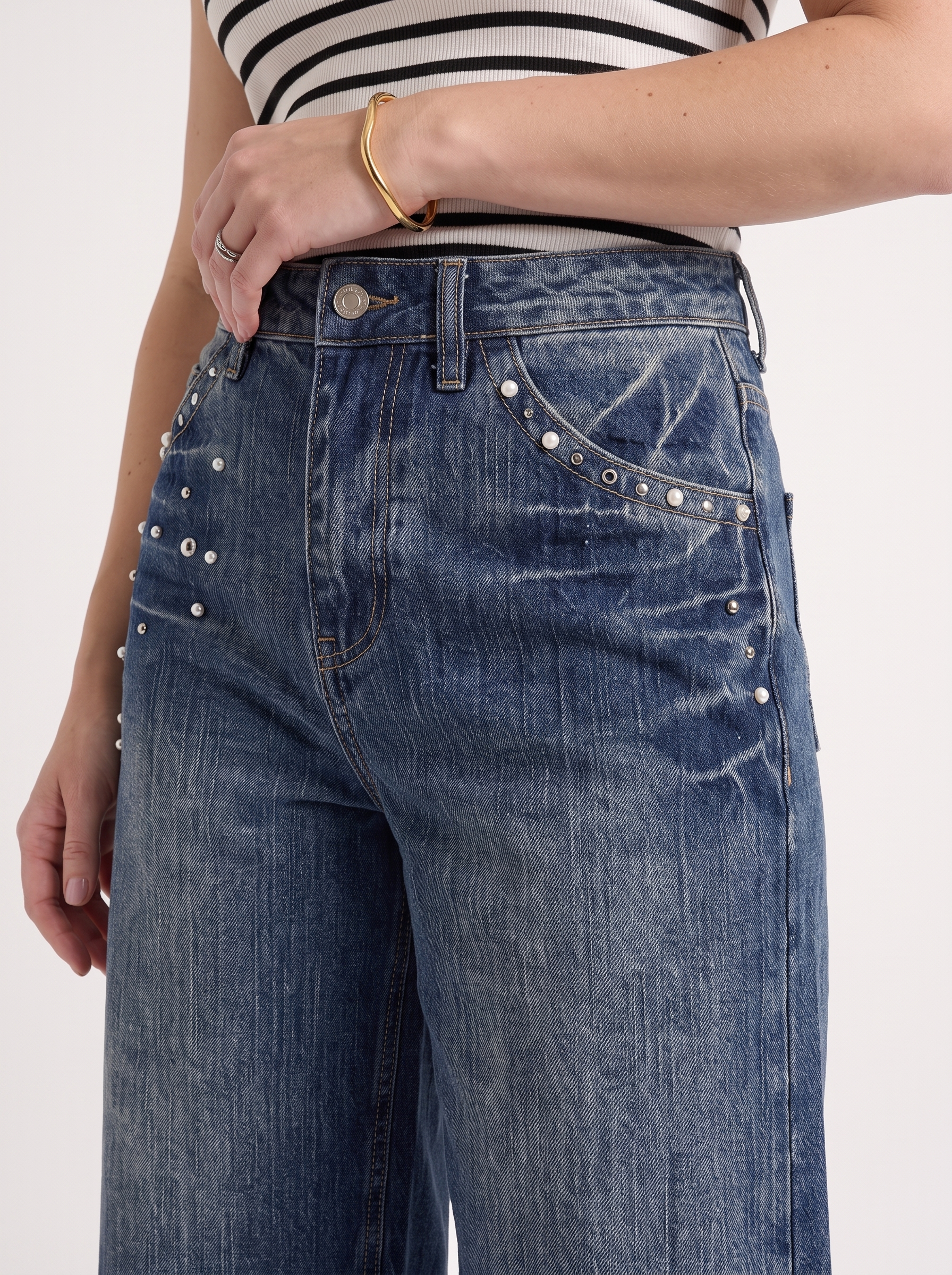 Carlota Jeans-Bermudashorts mit Nietendetail