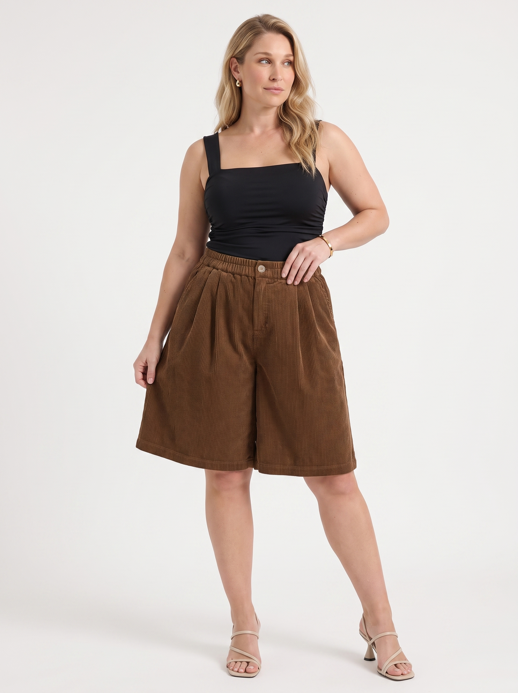 Lauren Cord-Shorts mit weitem Bein