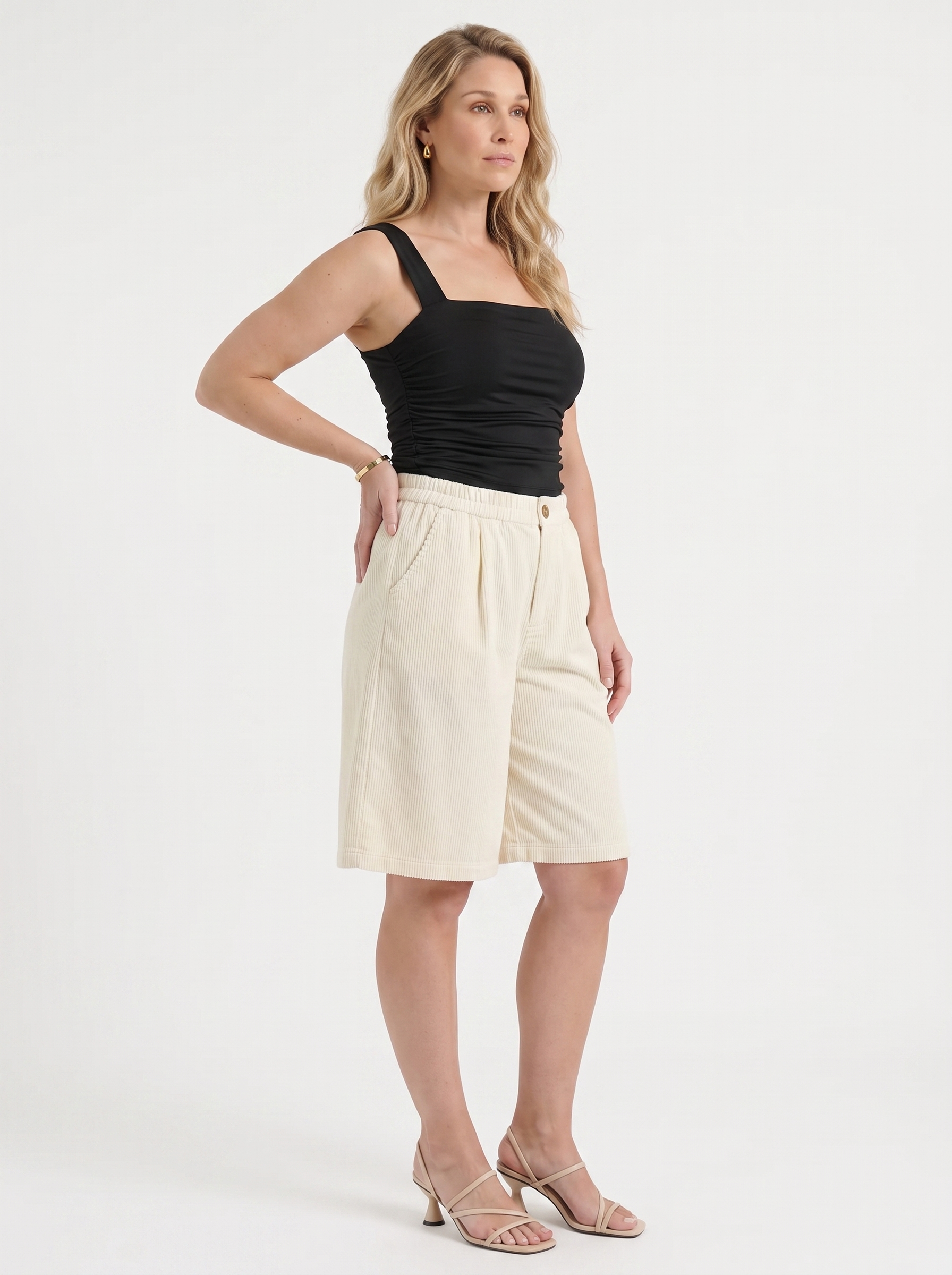 Lauren Cord-Shorts mit weitem Bein