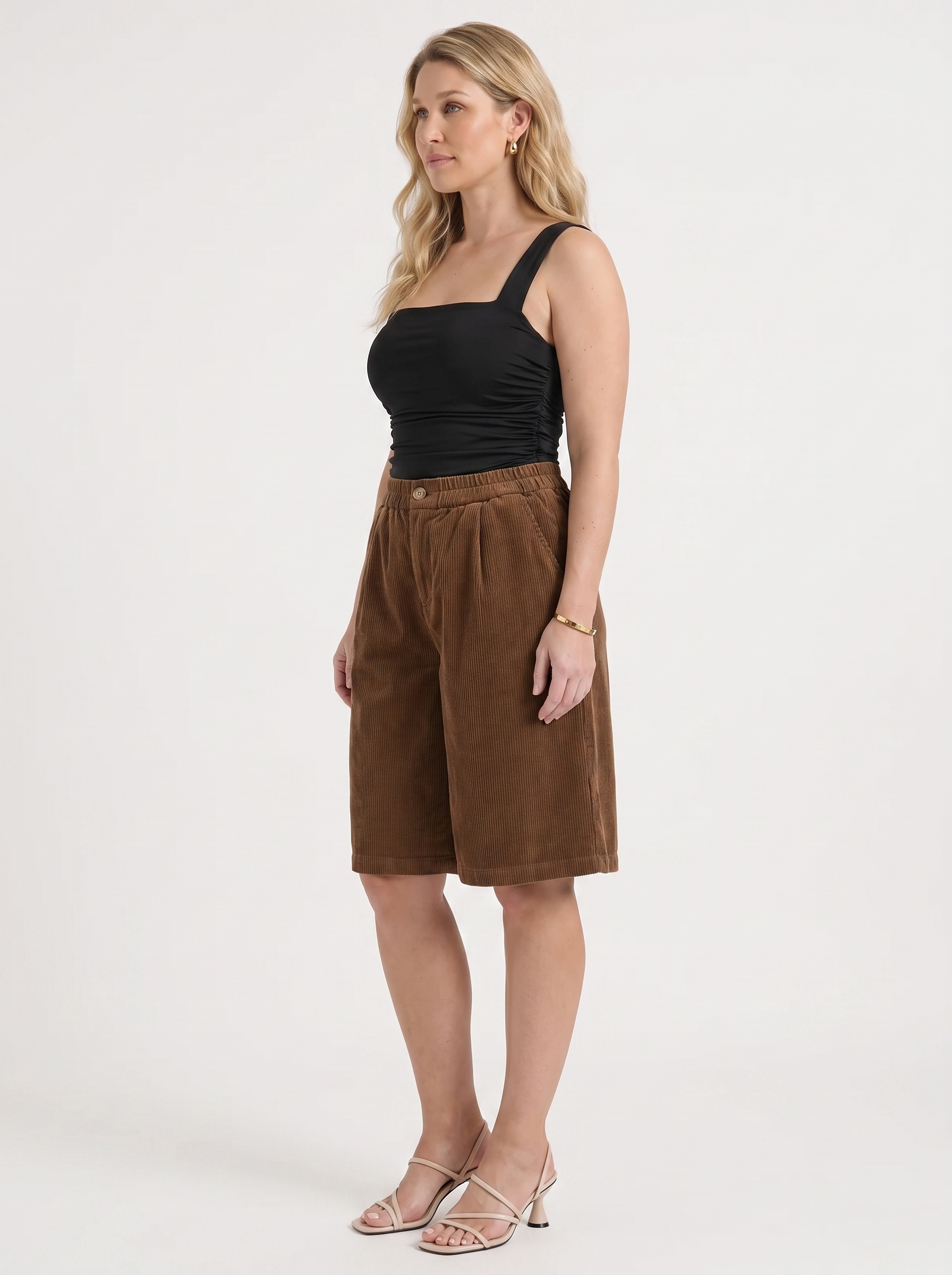 Lauren Cord-Shorts mit weitem Bein