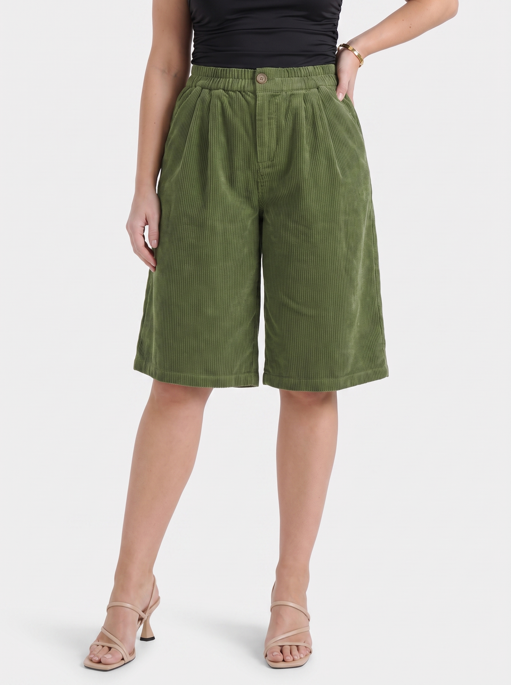 Lauren Cord-Shorts mit weitem Bein