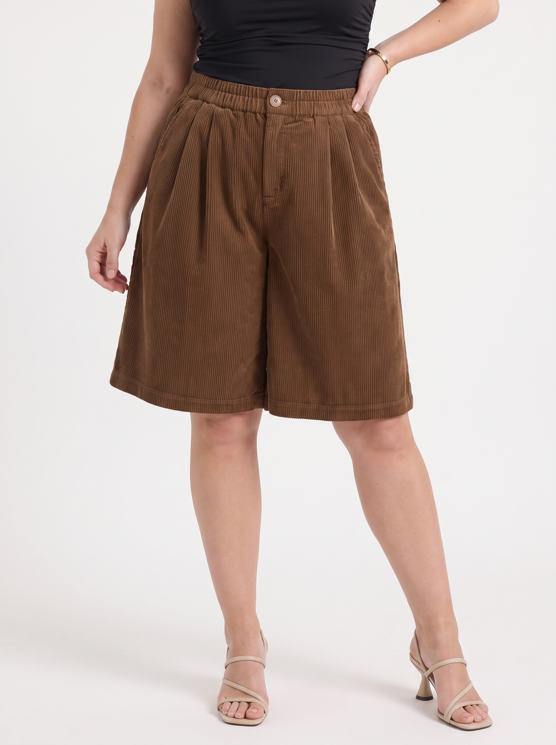 Lauren Cord-Shorts mit weitem Bein