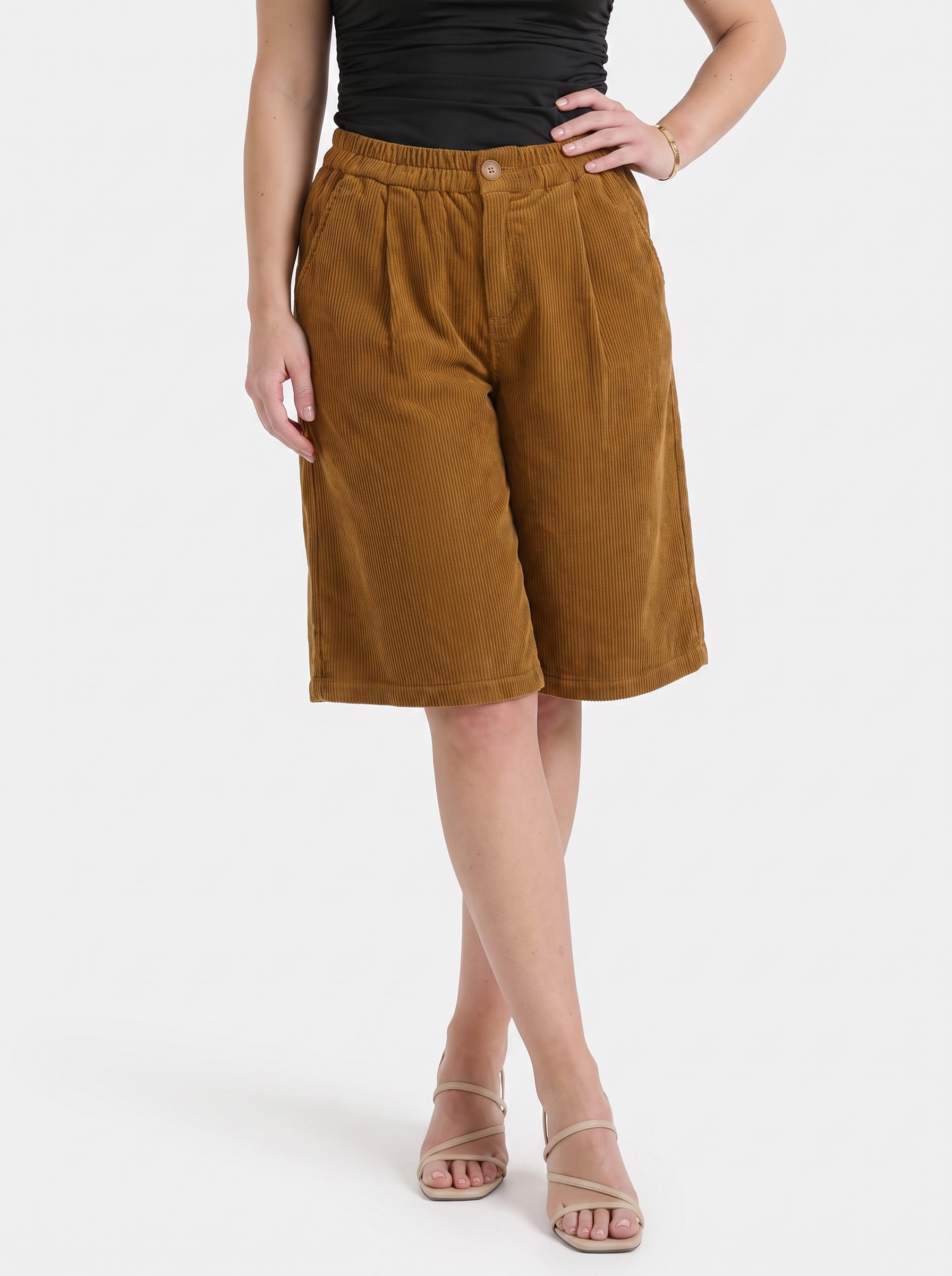 Lauren Cord-Shorts mit weitem Bein