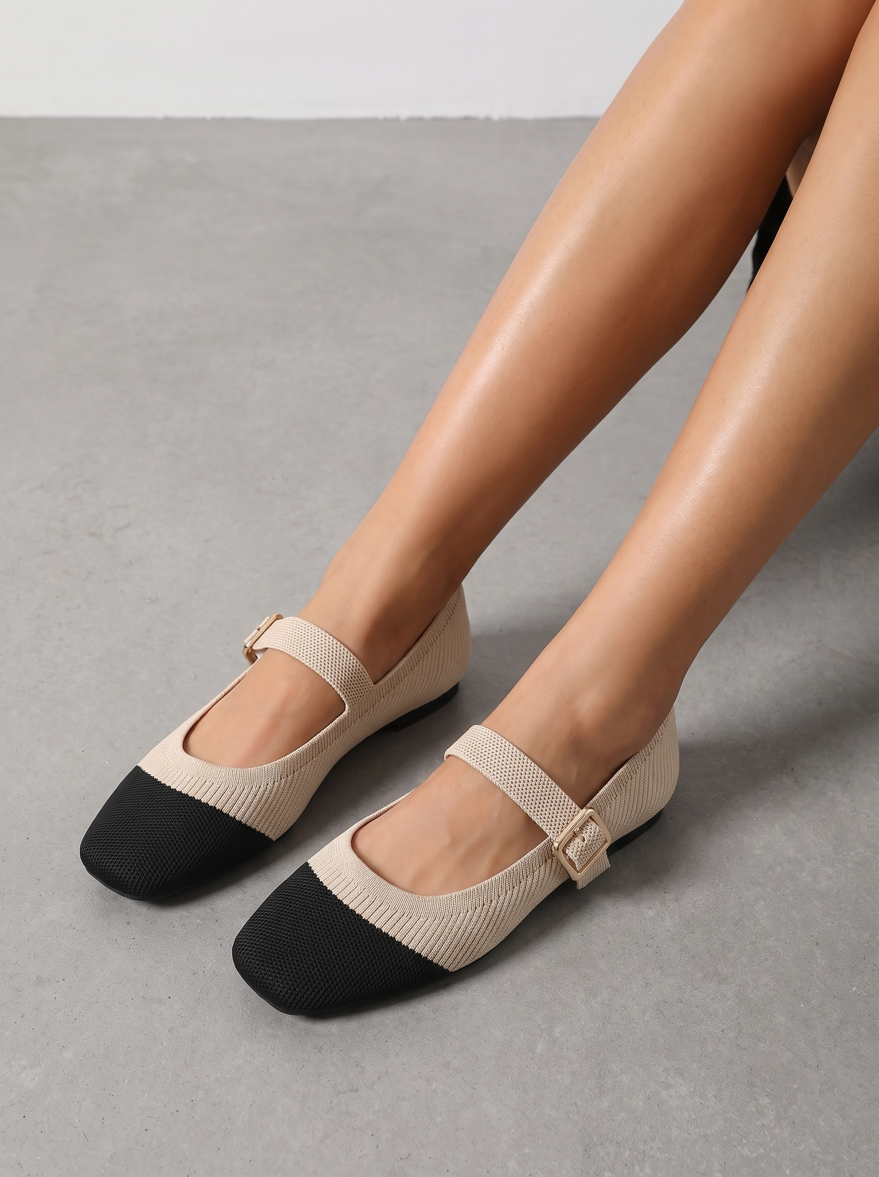 Mila Riemchenballerinas Strickoptik