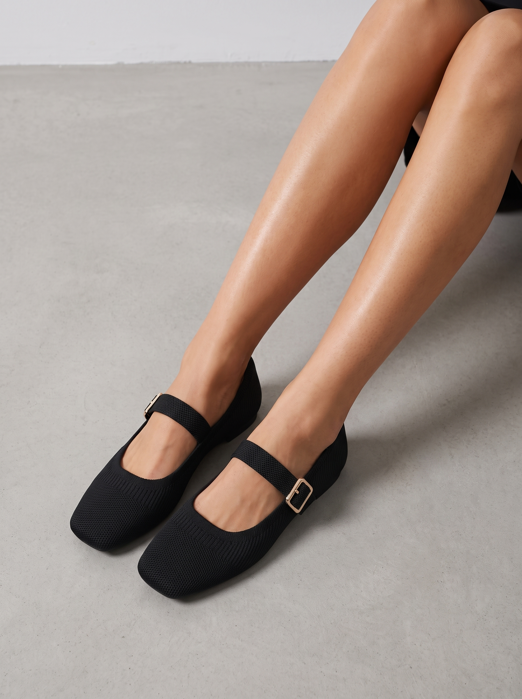 Mila Riemchenballerinas Strickoptik