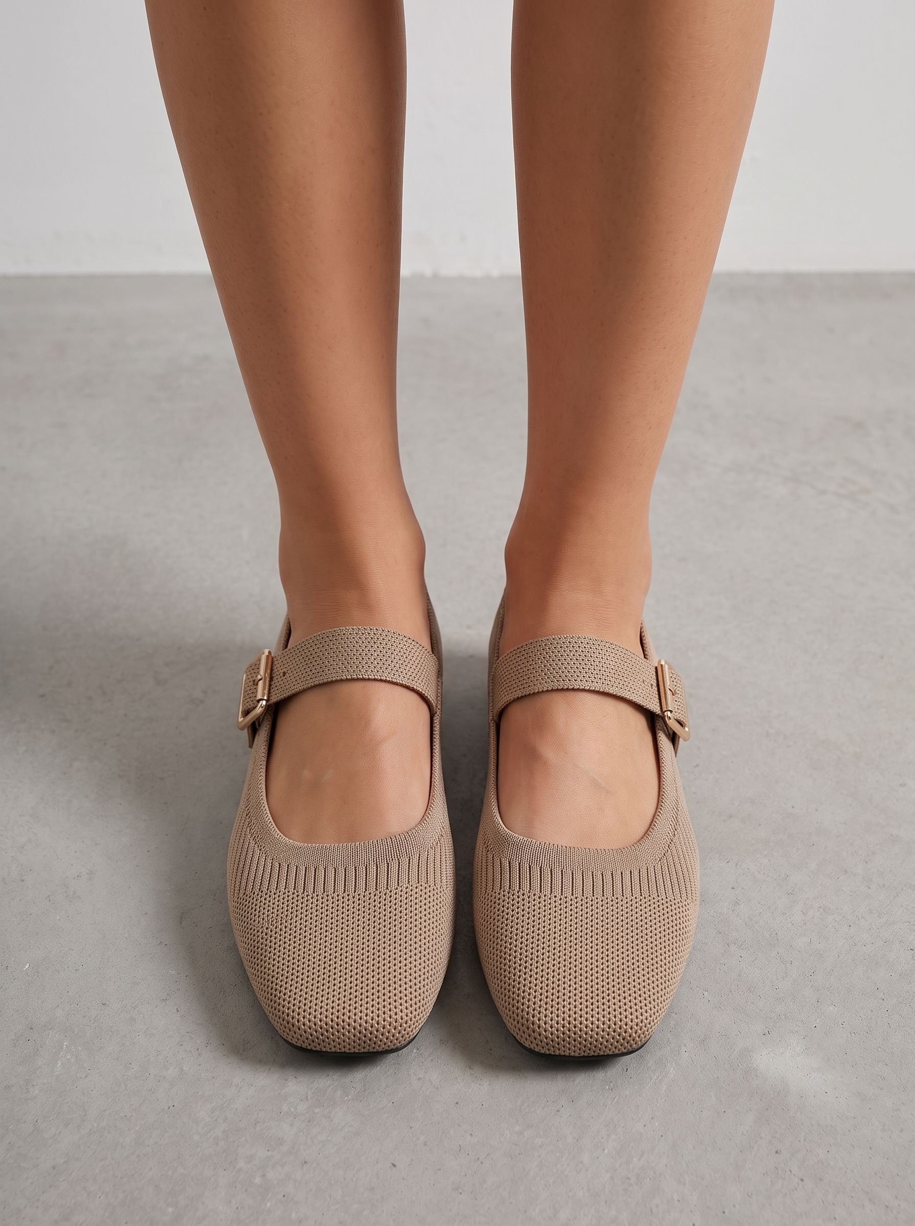 Mila Riemchenballerinas Strickoptik