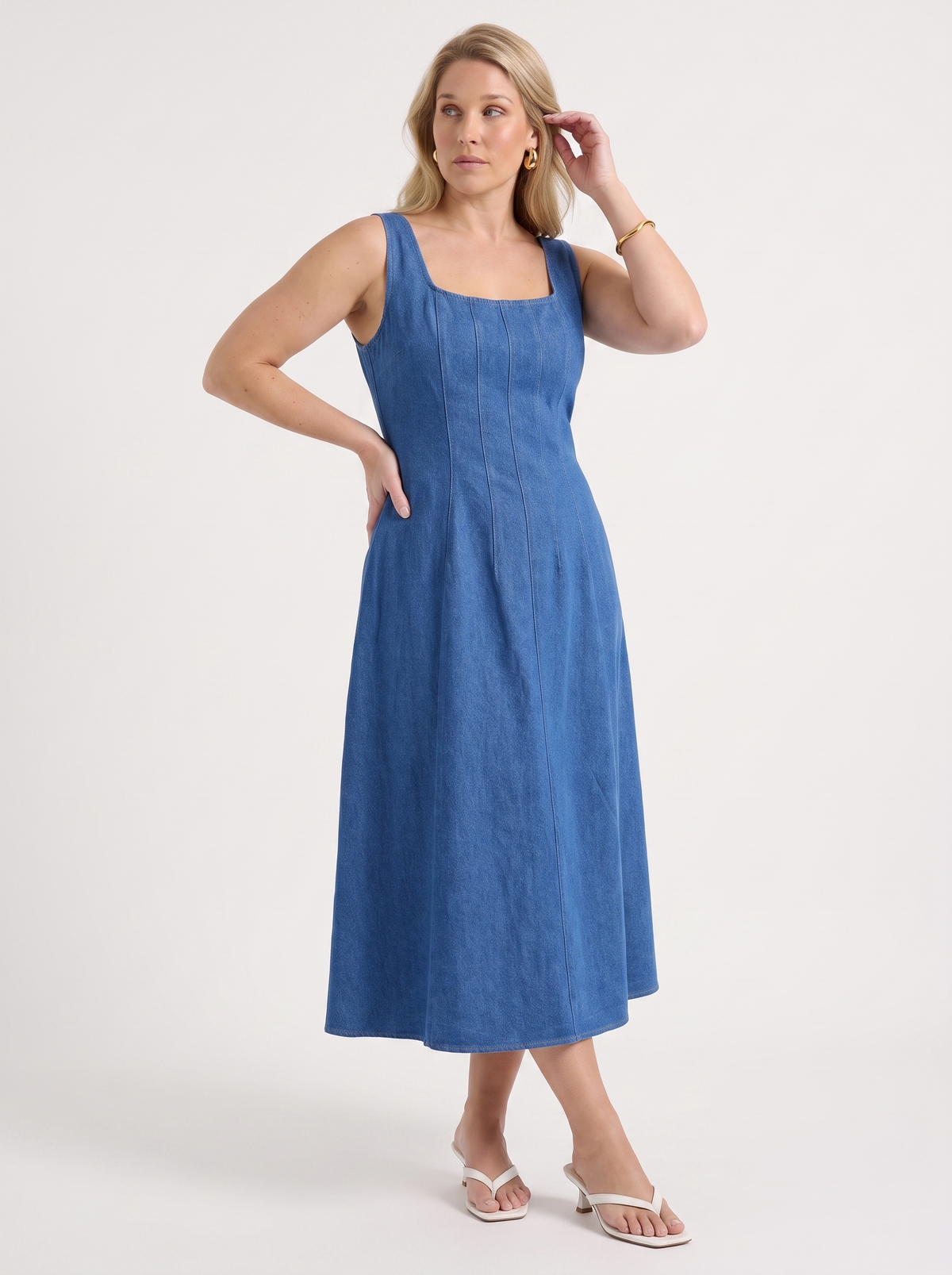 Vicky Midikleid in Denim-Optik