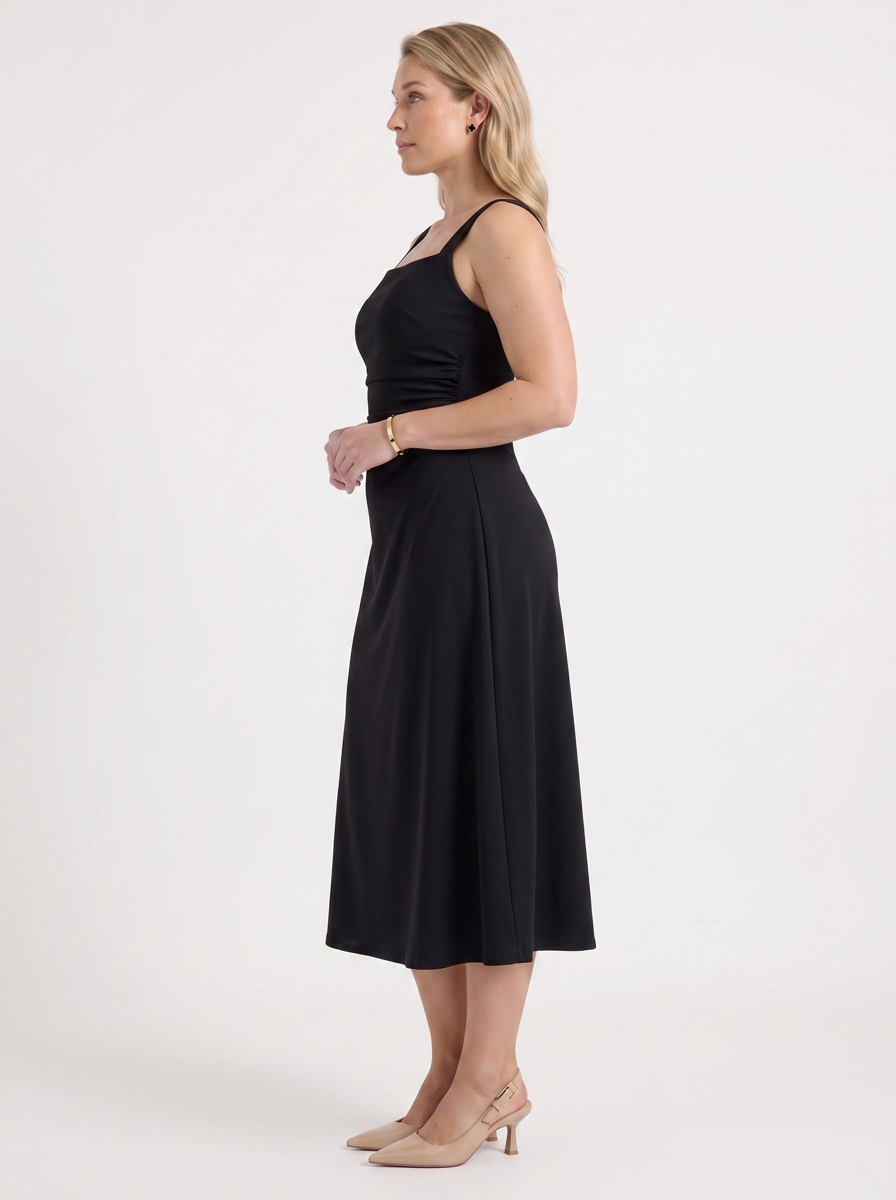 Calista Midikleid mit eckigem Ausschnitt