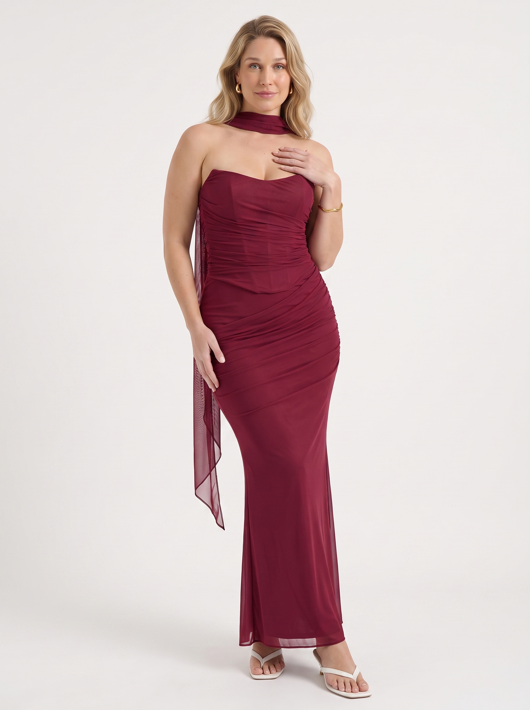 Ondine Maxikleid mit Schalkragen