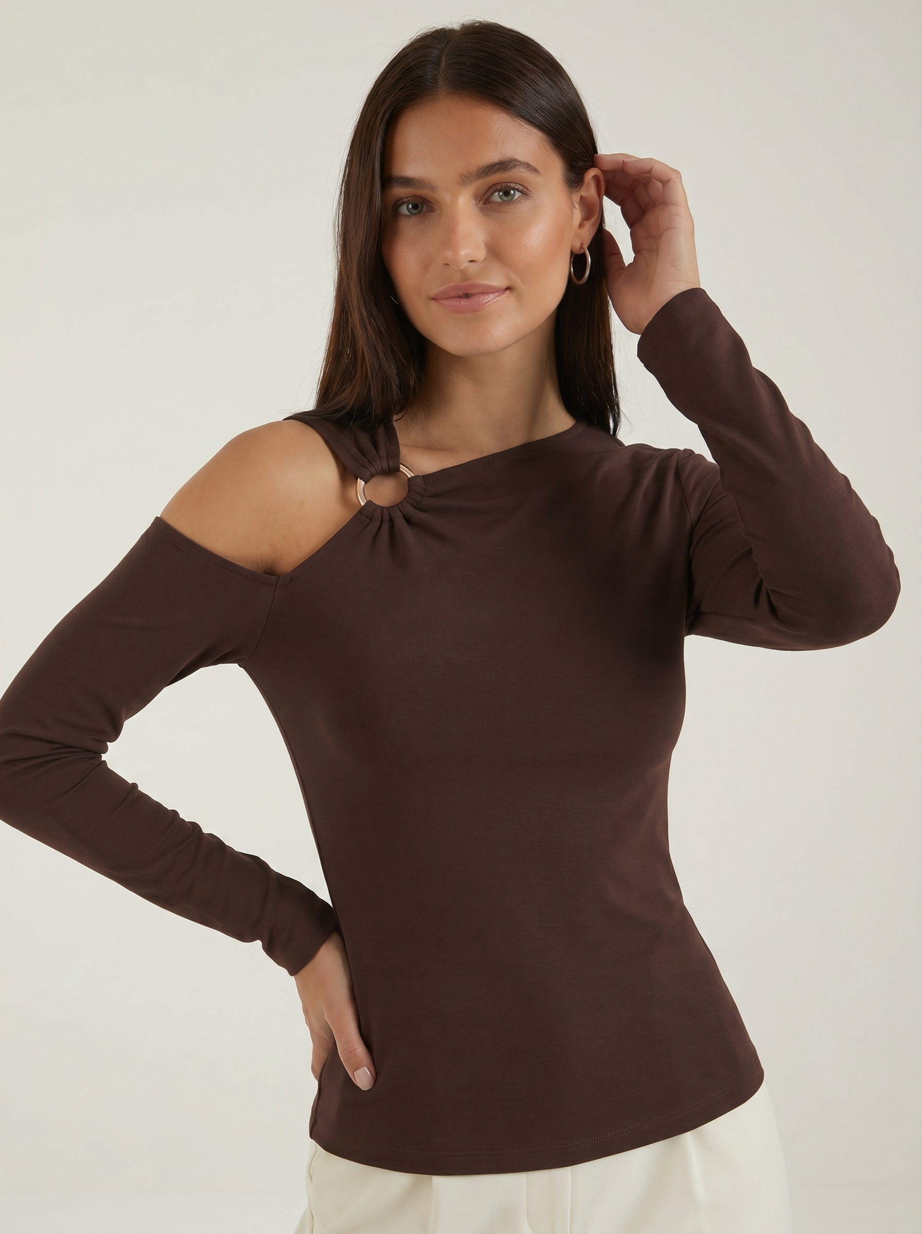 Joann Longsleeve-Top mit Asymmetrischer Ausschnitt