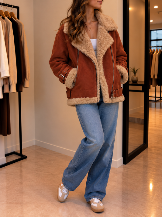 Emily Lammfelljacke aus Wildleder