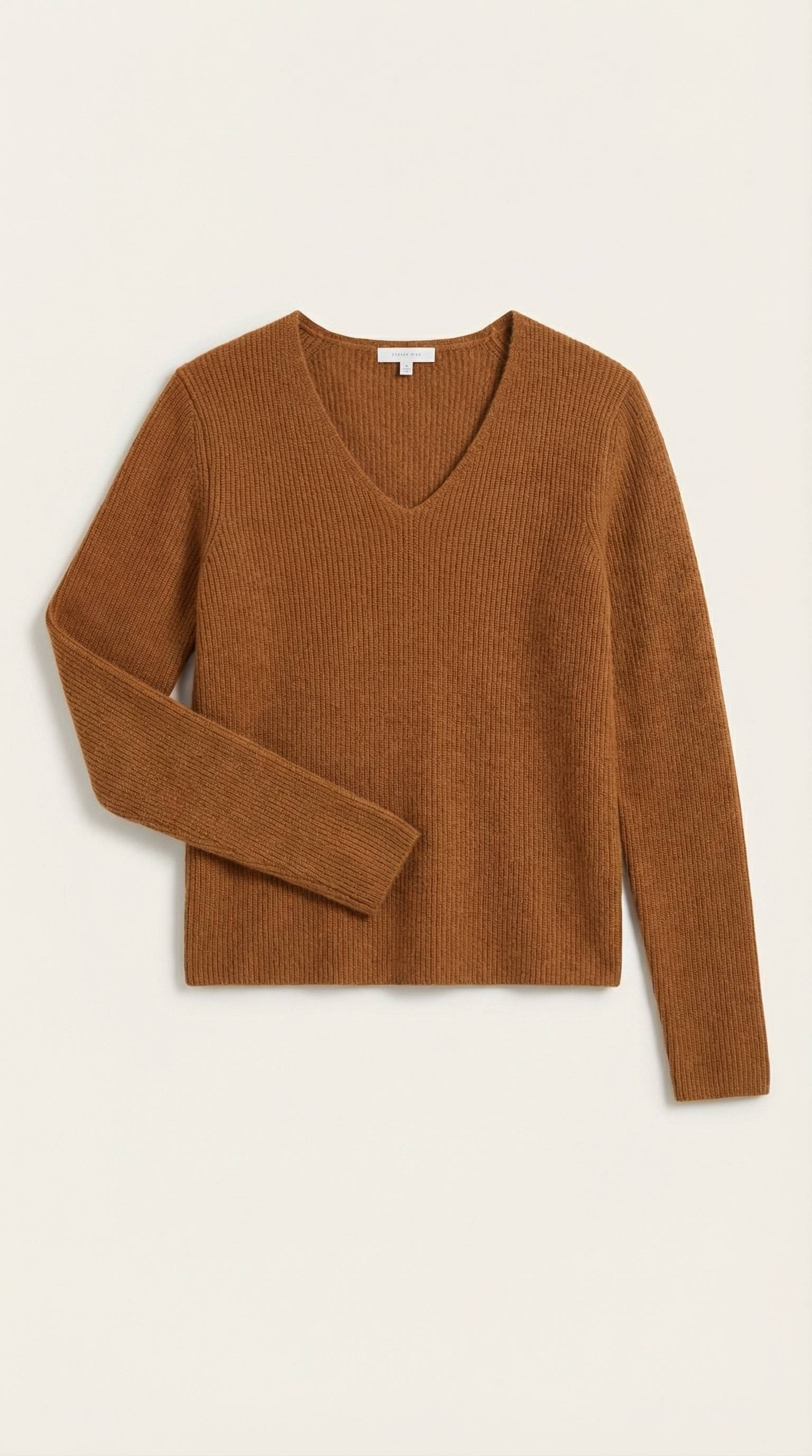 Michelle gerippter Pullover mit V-Ausschnitt