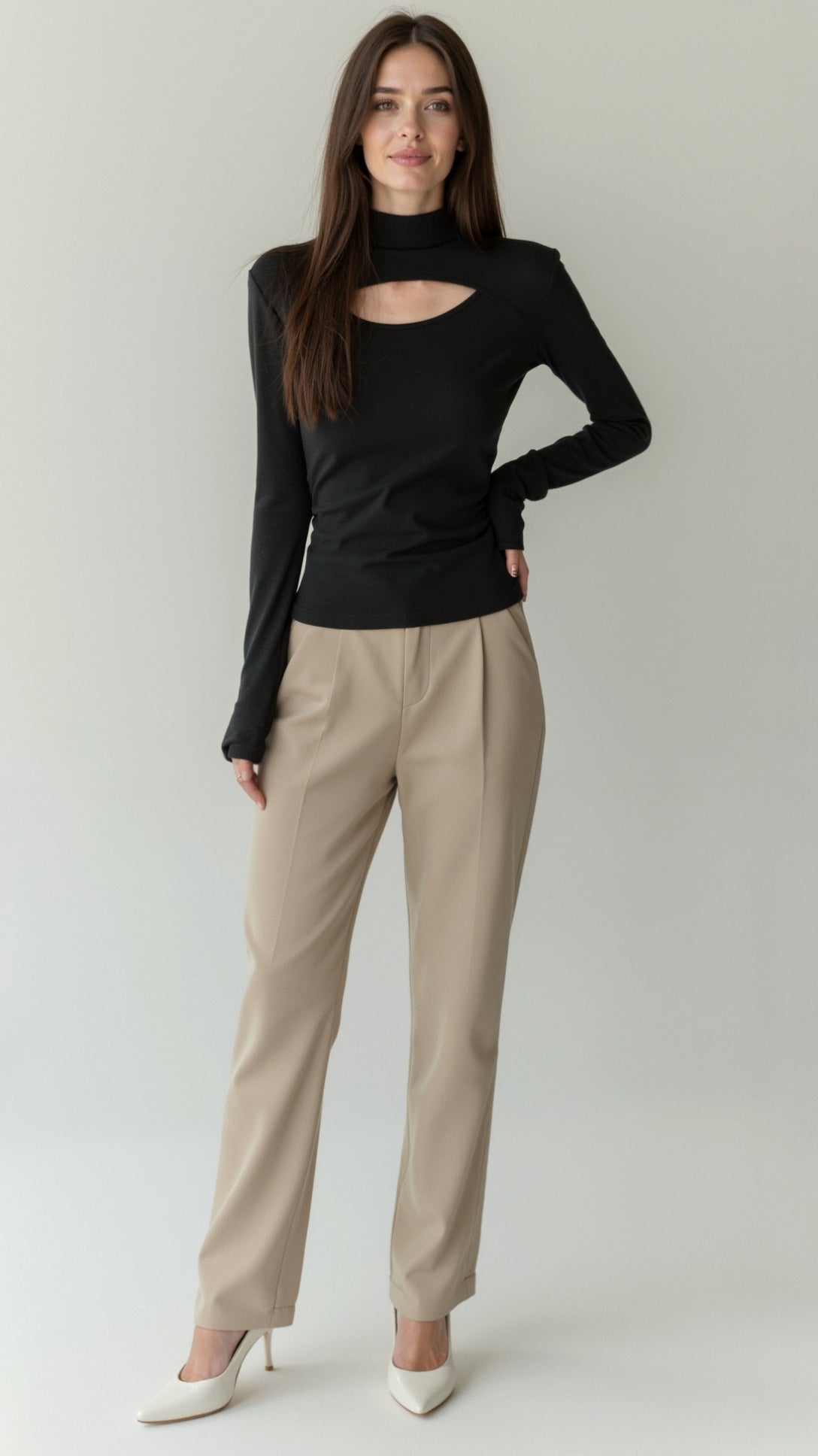 Barbara Chic Cutout Langarm-Strickoberteil