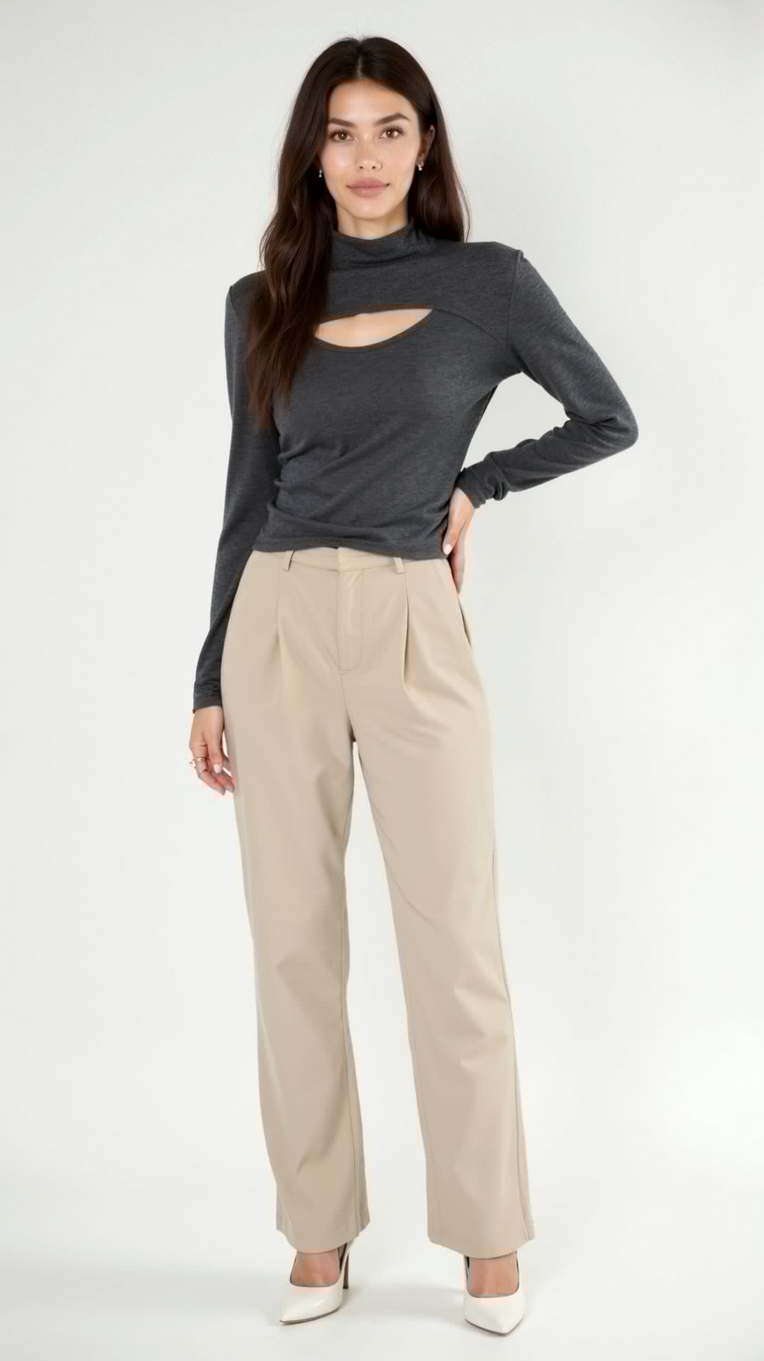 Barbara Chic Cutout Langarm-Strickoberteil