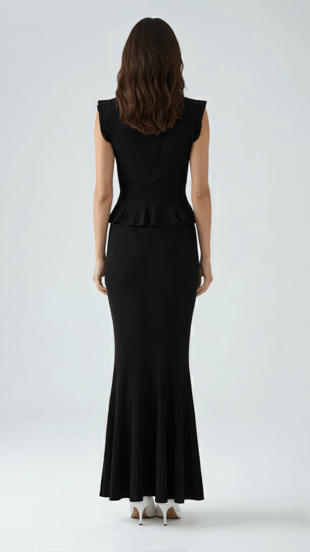 Carol Geripptes Strickoberteil mit Rüschen