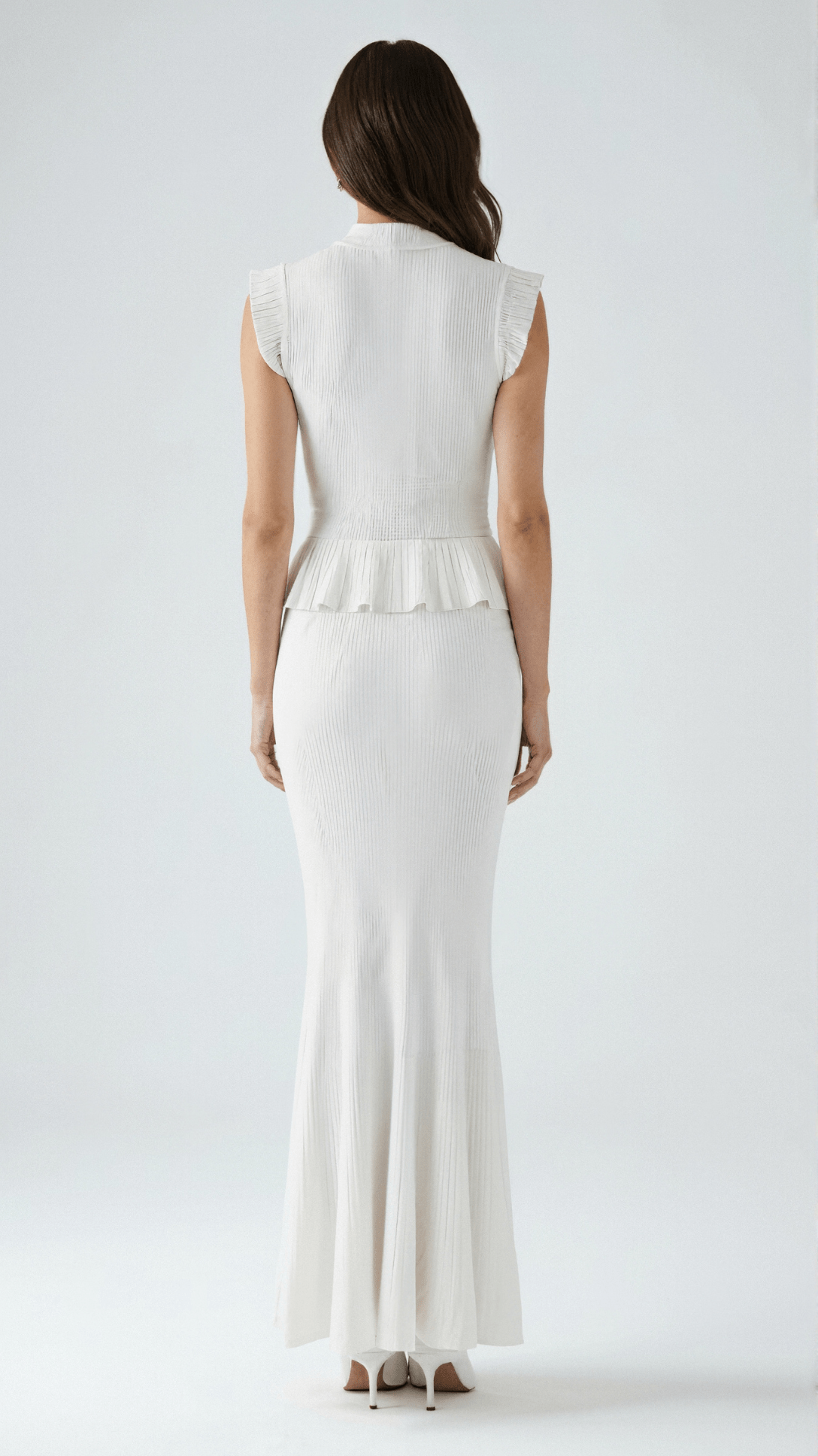 Carol Geripptes Strickoberteil mit Rüschen