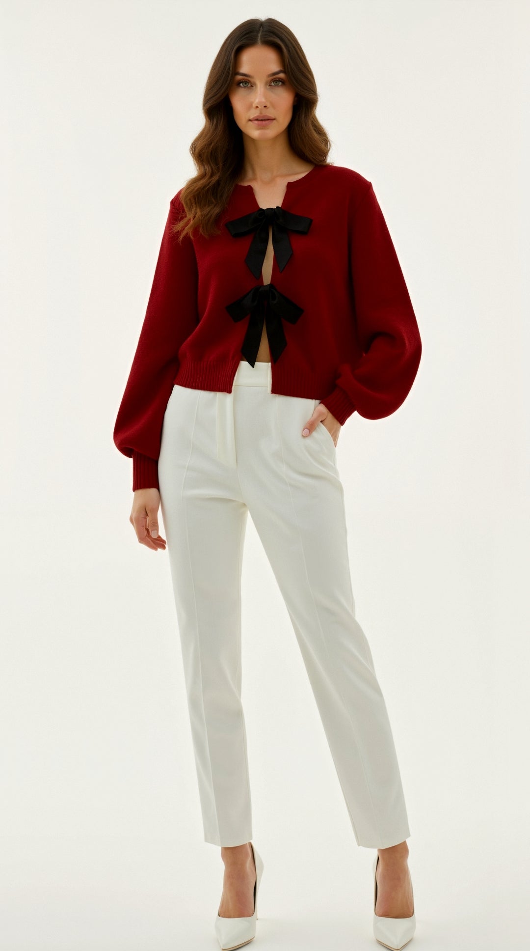 Cynthia Strickoberteil mit Schleife