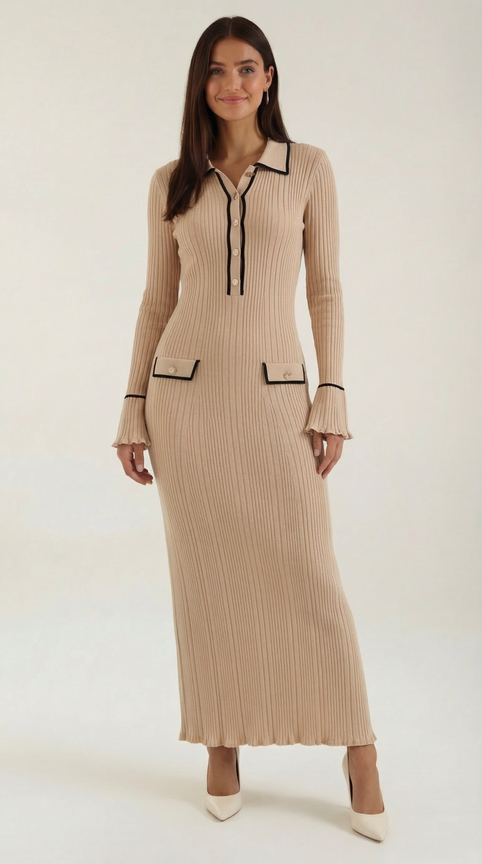 Josephine gestricktes Bodycon-Maxikleid