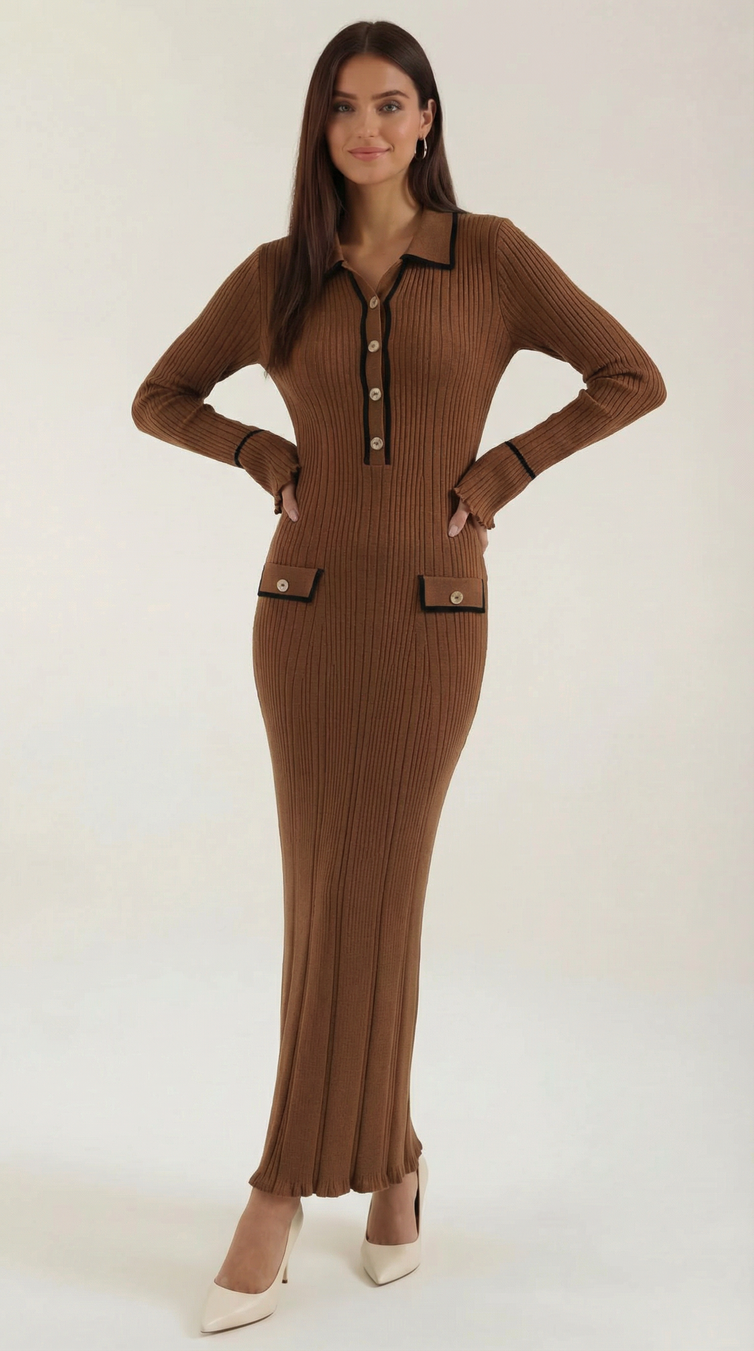 Josephine gestricktes Bodycon-Maxikleid