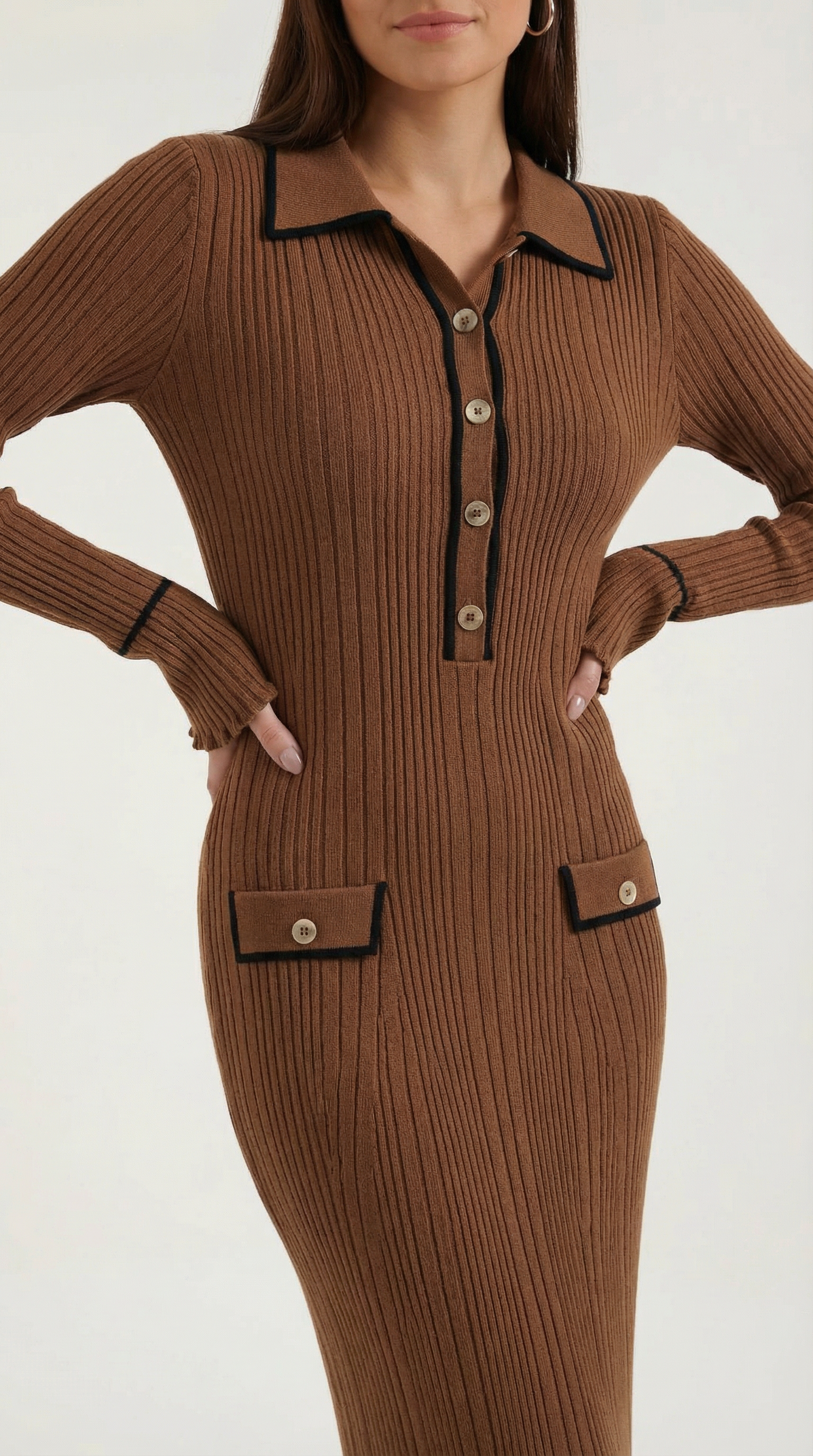 Josephine gestricktes Bodycon-Maxikleid